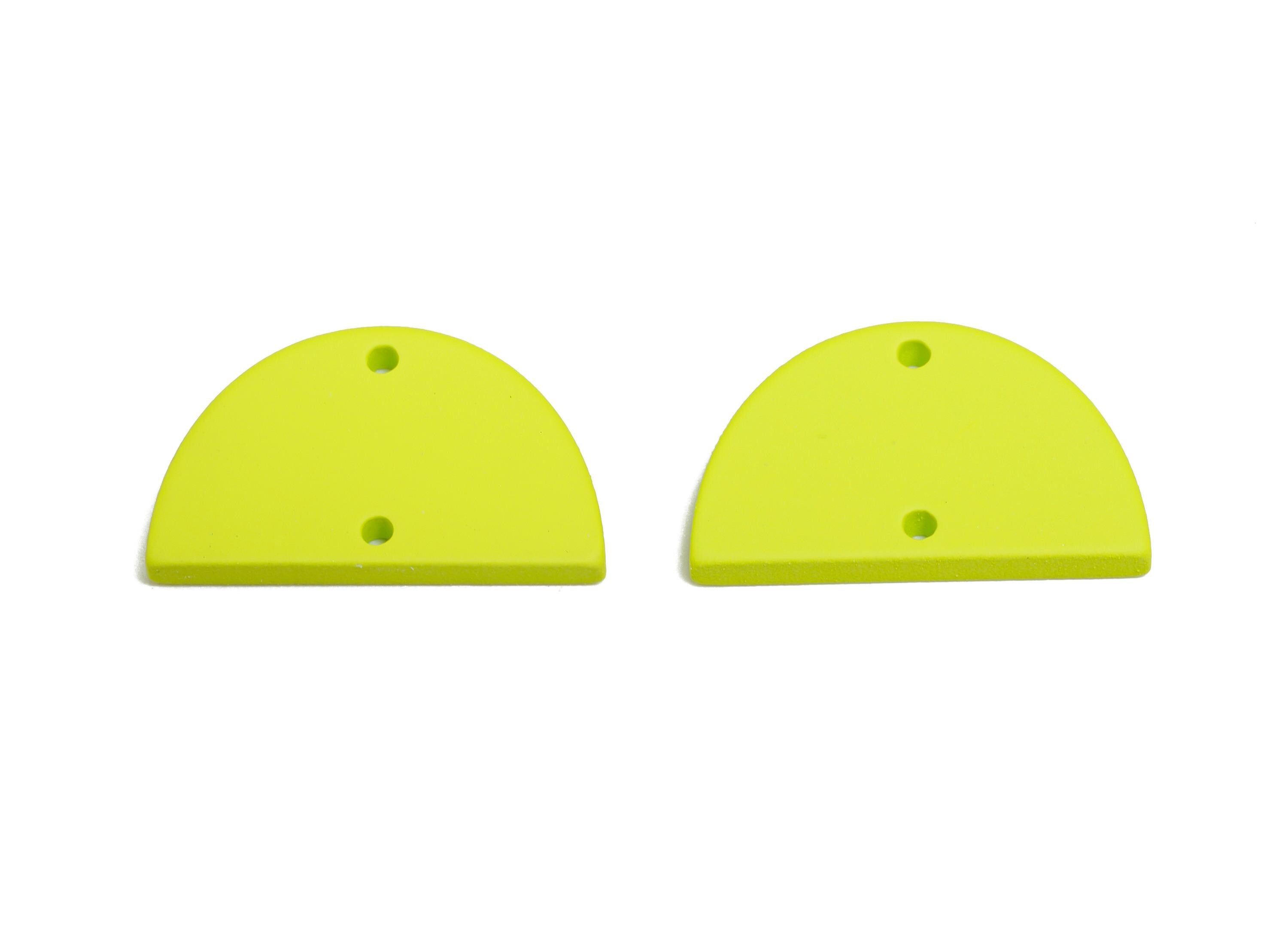 Acrylic Semicircle Earring Connector - Matte Green Half Moon Charm - 2 Holes Geometric Jewelry - Color Code: A1058 - 25x15x2mm-AC3659-A1058 - DOMEDBAZAAR