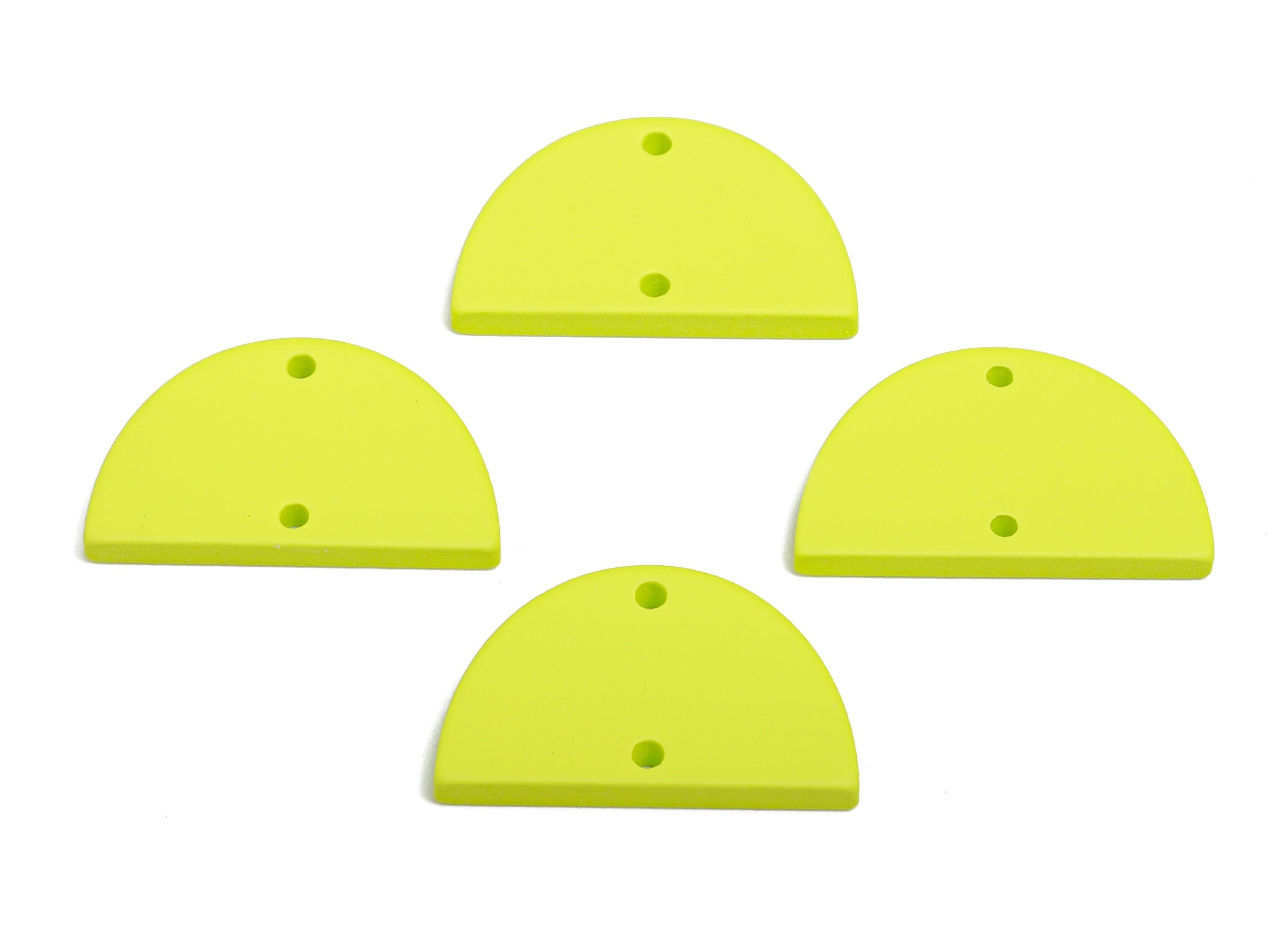 Acrylic Semicircle Earring Connector - Matte Green Half Moon Charm - 2 Holes Geometric Jewelry - Color Code: A1058 - 25x15x2mm-AC3659-A1058 - DOMEDBAZAAR