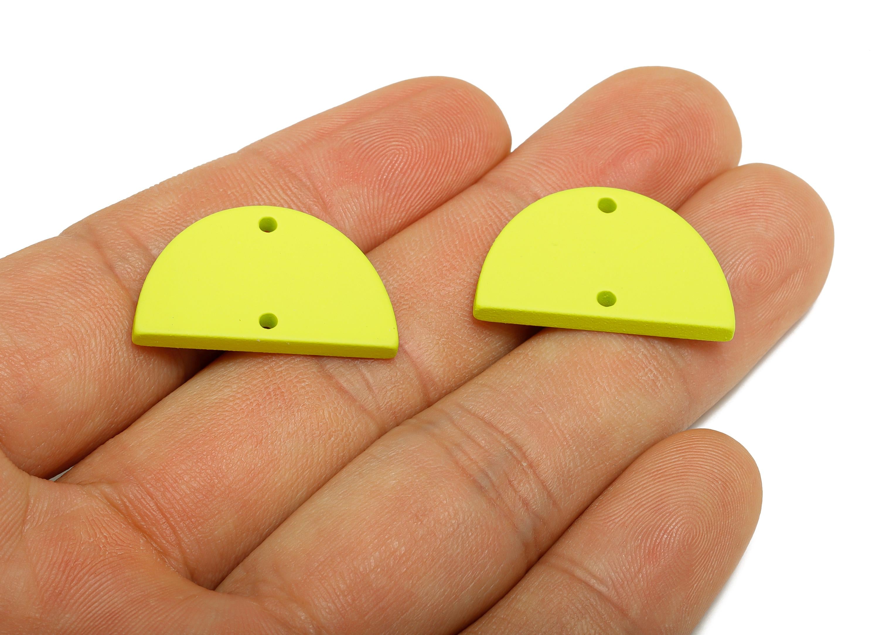 Acrylic Semicircle Earring Connector - Matte Green Half Moon Charm - 2 Holes Geometric Jewelry - Color Code: A1058 - 25x15x2mm-AC3659-A1058 - DOMEDBAZAAR