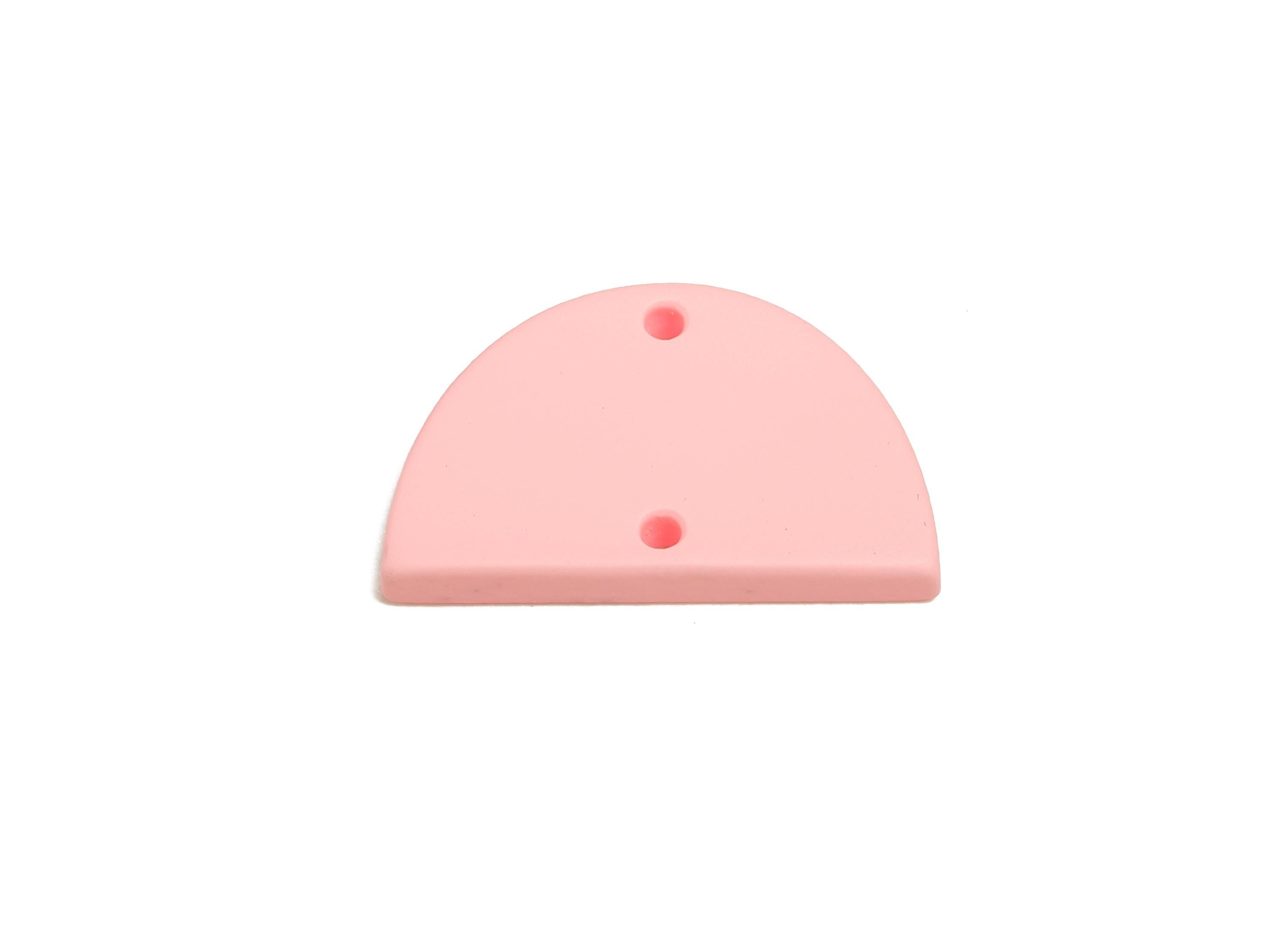 Acrylic Semicircle Earring Connector - Matte Pink Half Moon Charm - 2 Holes Geometric Jewelry - Color Code: A1061 - 25x15x2mm-AC3659-A1061 - DOMEDBAZAAR