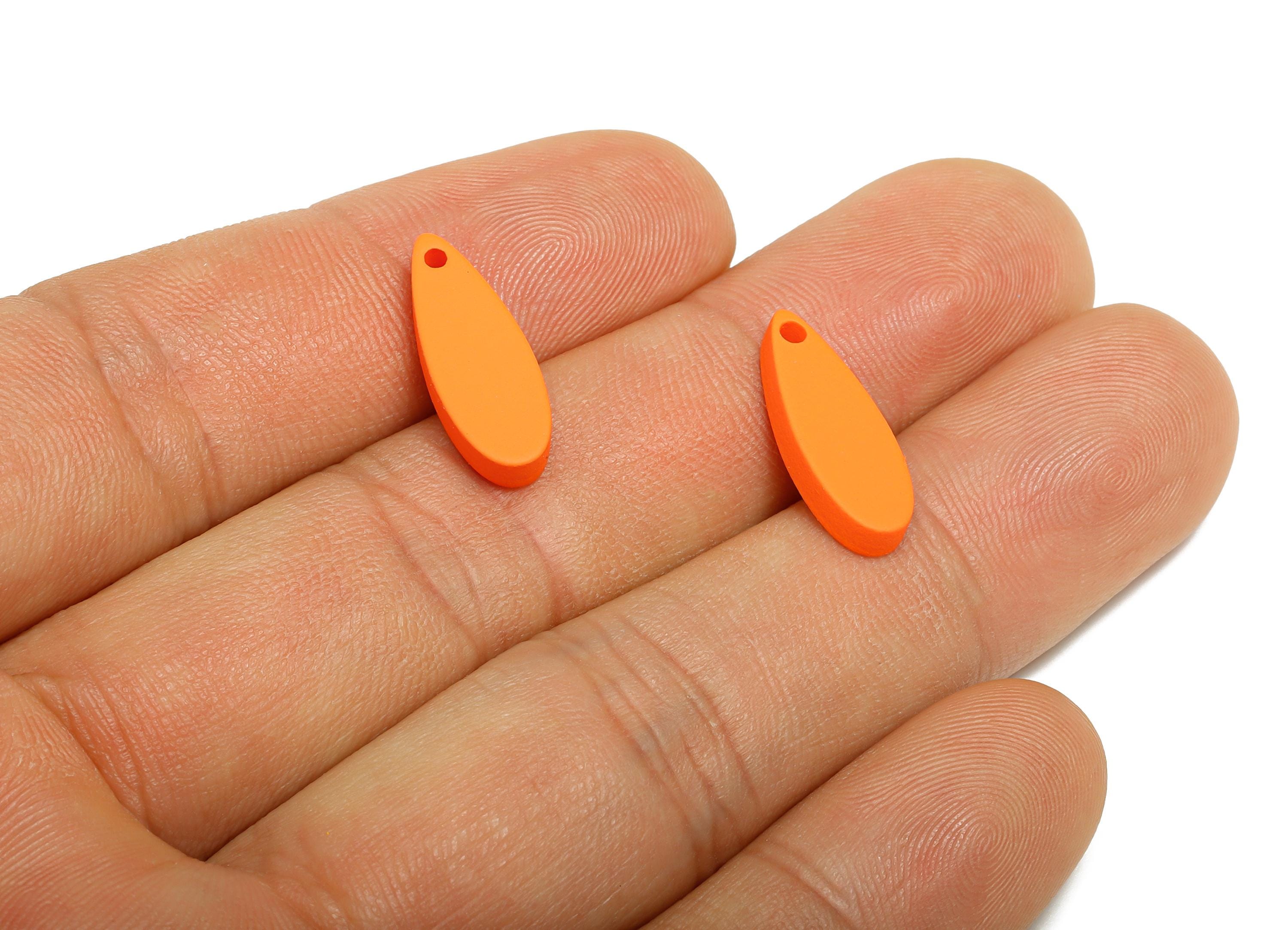 Acrylic Teardrop Earring Charm - Matte Orange Drop Earring Charm - Lightweight Geometry Charm - Color Code: A1056 -18x6x2mm-AC3651-A1056 - DOMEDBAZAAR