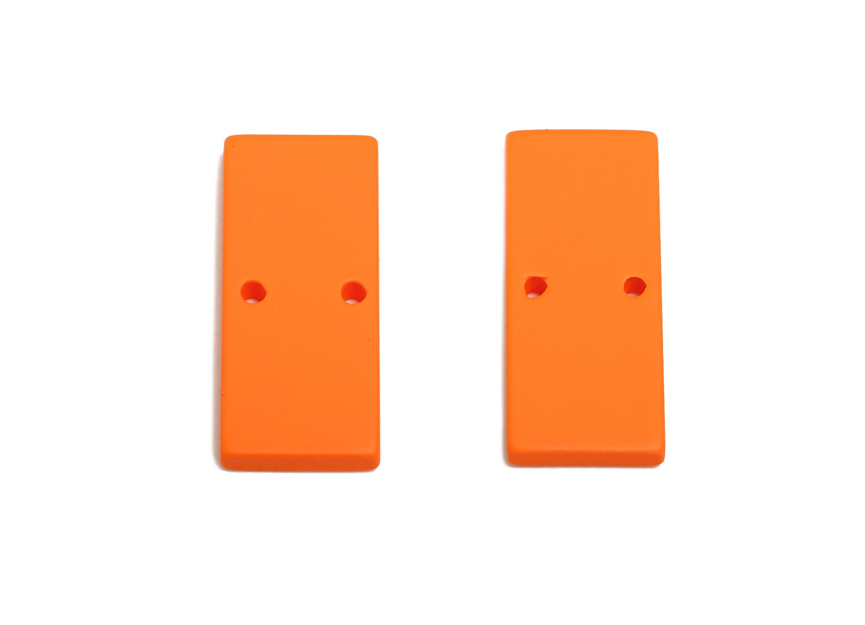 Acrylic Rectangle Earring Connector - Matte Orange Rectangle Charm - 2 Holes Geometric Charm - Color Code: A1056 -27x11.8x3mm- AC3653-A1056 - DOMEDBAZAAR