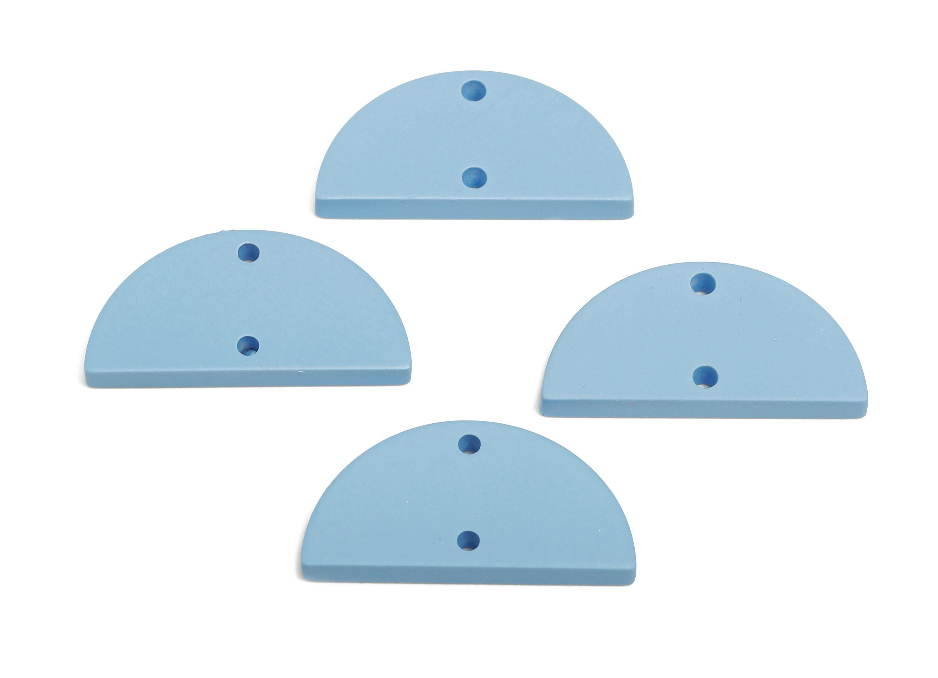 Acrylic Blue Half Circle Connector - Matte Semicircle Piece - Crafting Supplies for Earring - Color Code: A1059 -24x12x2mm-AC3648-A1059 - DOMEDBAZAAR