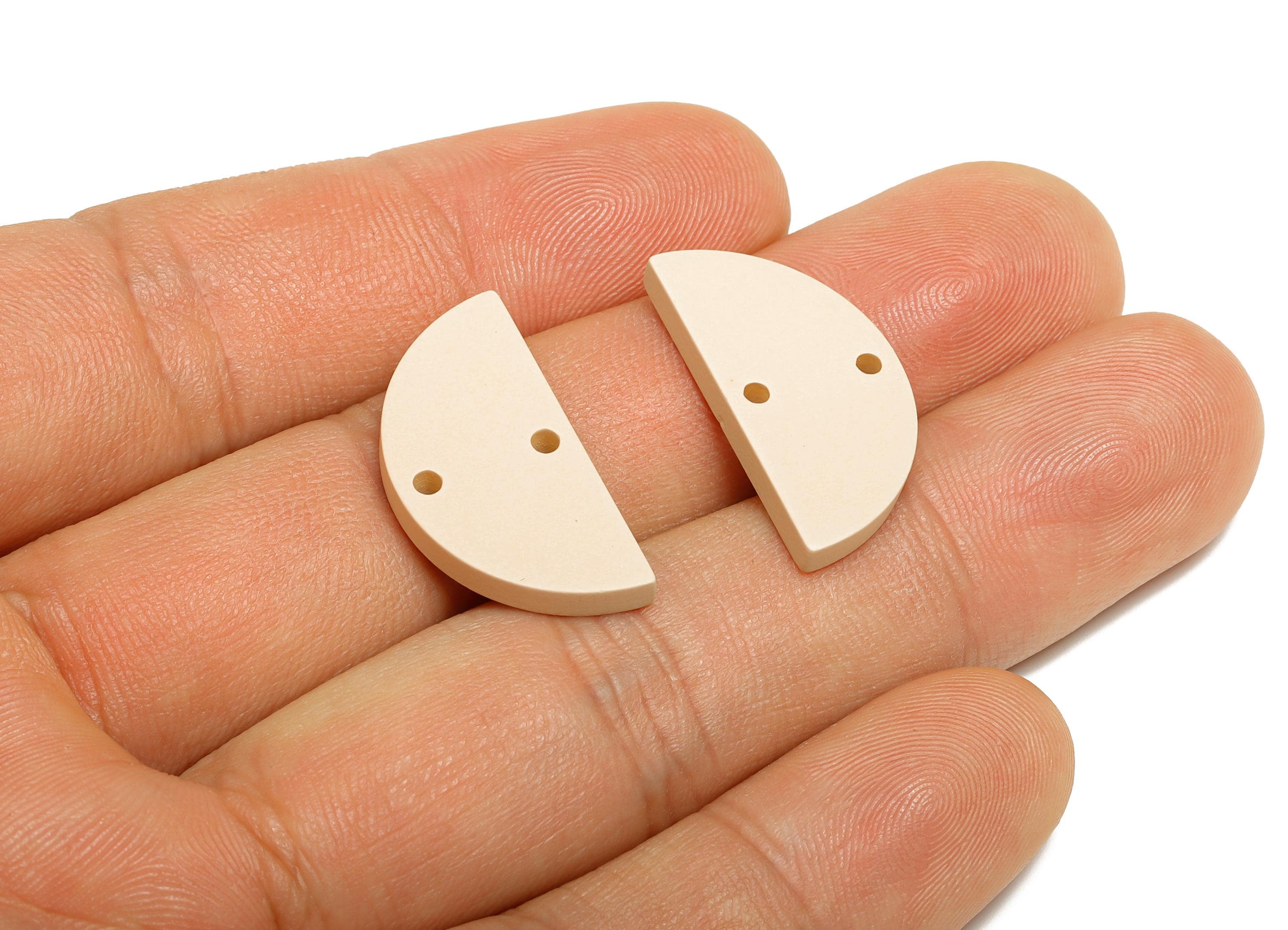 Acrylic Beige Half Circle Connector - Matte Semicircle Piece - Crafting Supplies for Earring - Color Code: A1062 - 24x12x2mm -AC3648-A1062 - DOMEDBAZAAR