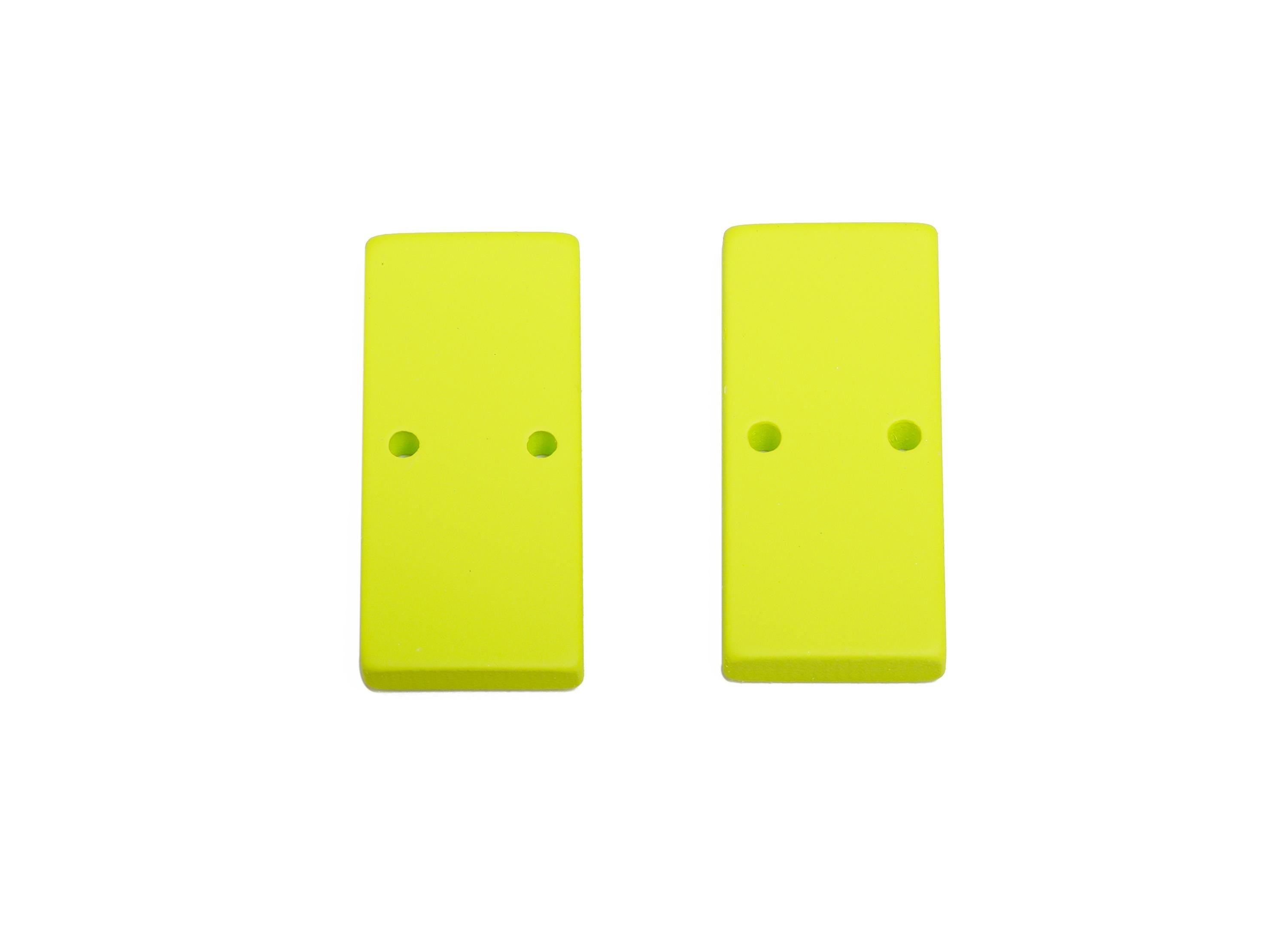 Acrylic Rectangle Earring Connector - Matte Green Rectangle Charm - 2 Holes Geometric Jewelry - Color Code: A1058 -27x11.8x3mm- AC3653-A1058 - DOMEDBAZAAR
