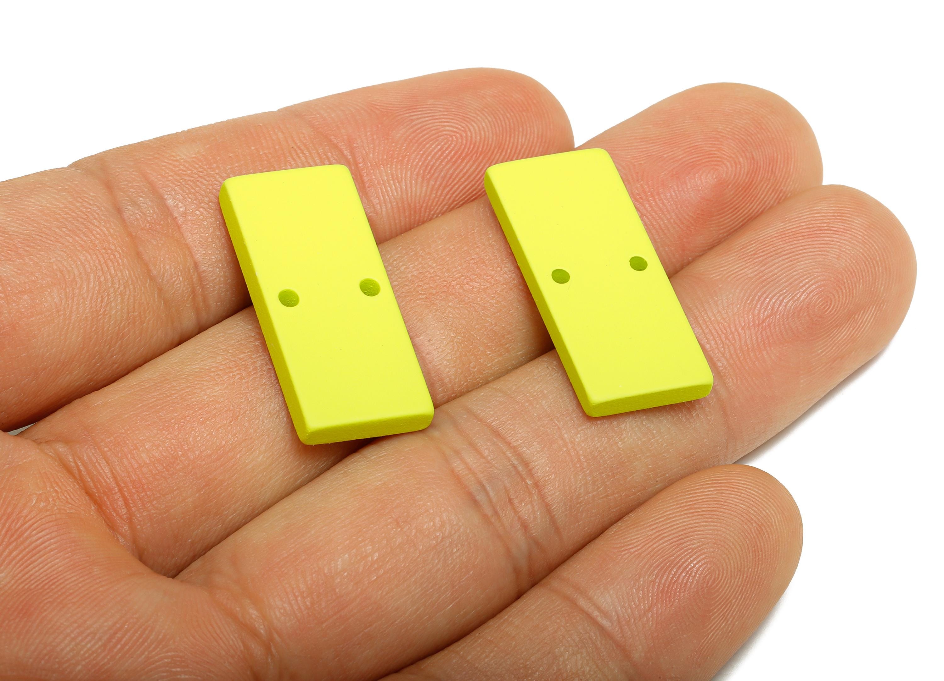 Acrylic Rectangle Earring Connector - Matte Green Rectangle Charm - 2 Holes Geometric Jewelry - Color Code: A1058 -27x11.8x3mm- AC3653-A1058 - DOMEDBAZAAR