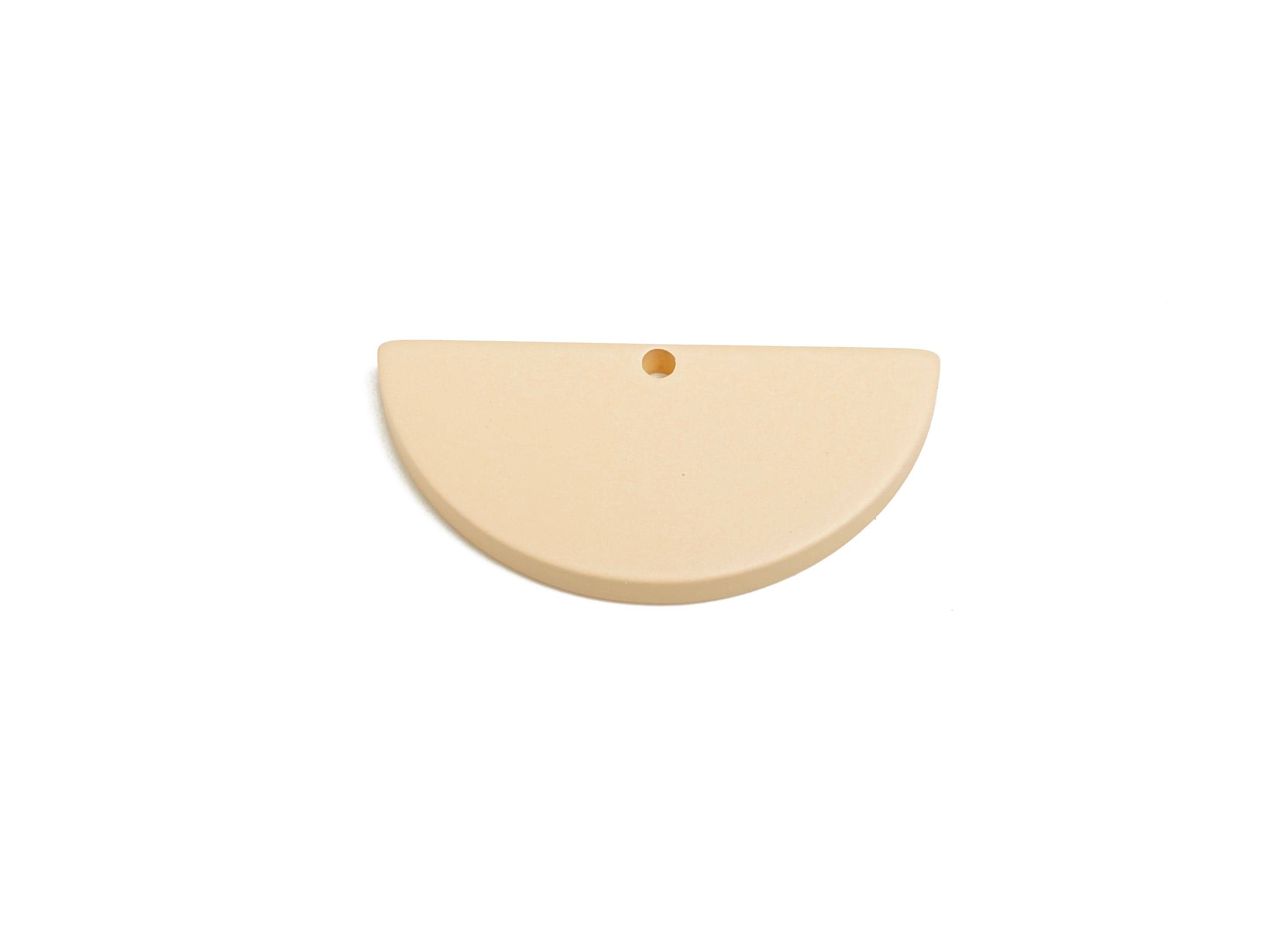 Acrylic Beige Half Circle Charm - Matte Semicircle Piece - Geometric Craft Supplies for Earring - Color Code: A1062 - 28x13x2mm-AC3649-A1062 - DOMEDBAZAAR