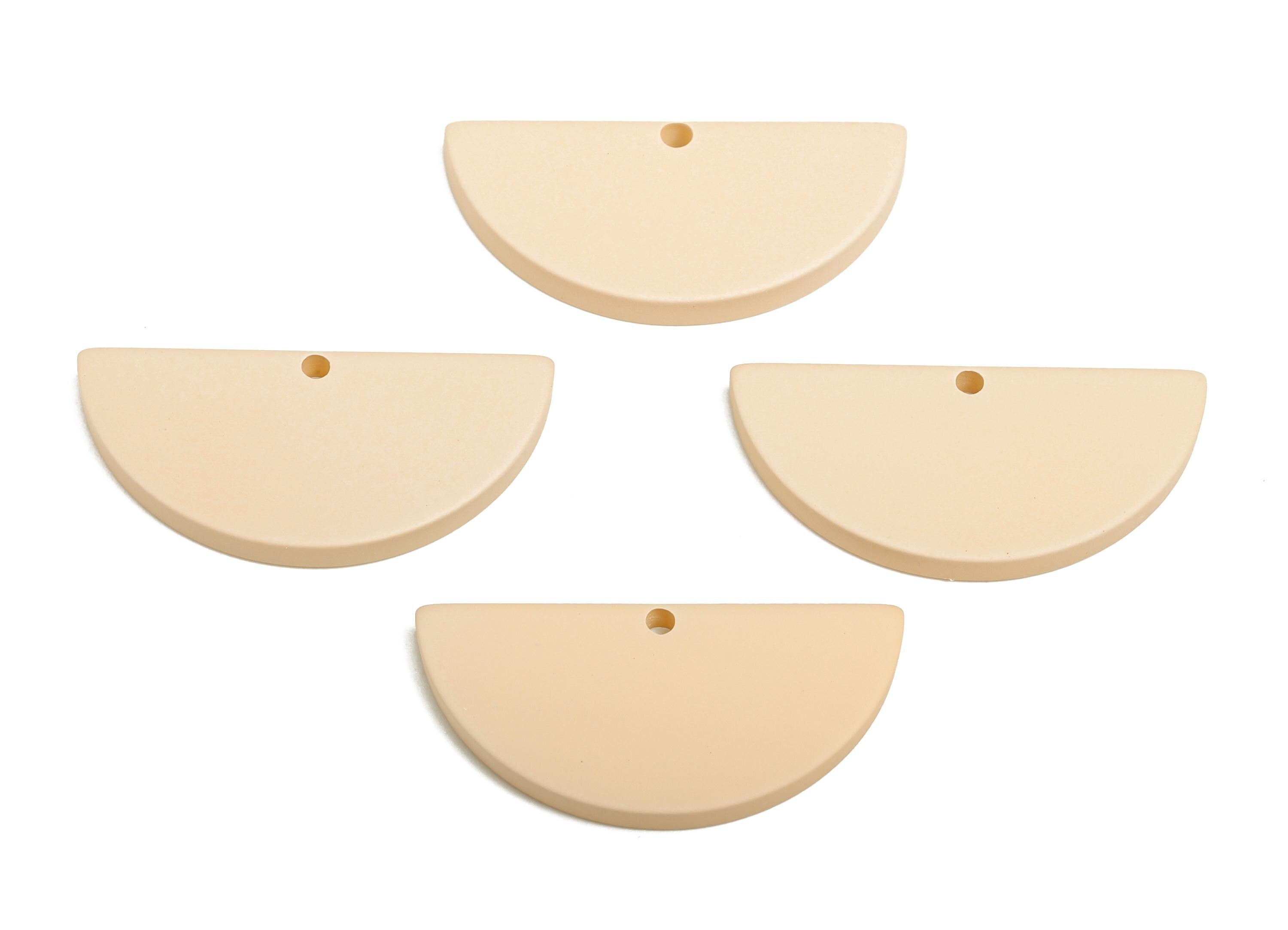 Acrylic Beige Half Circle Charm - Matte Semicircle Piece - Geometric Craft Supplies for Earring - Color Code: A1062 - 28x13x2mm-AC3649-A1062 - DOMEDBAZAAR