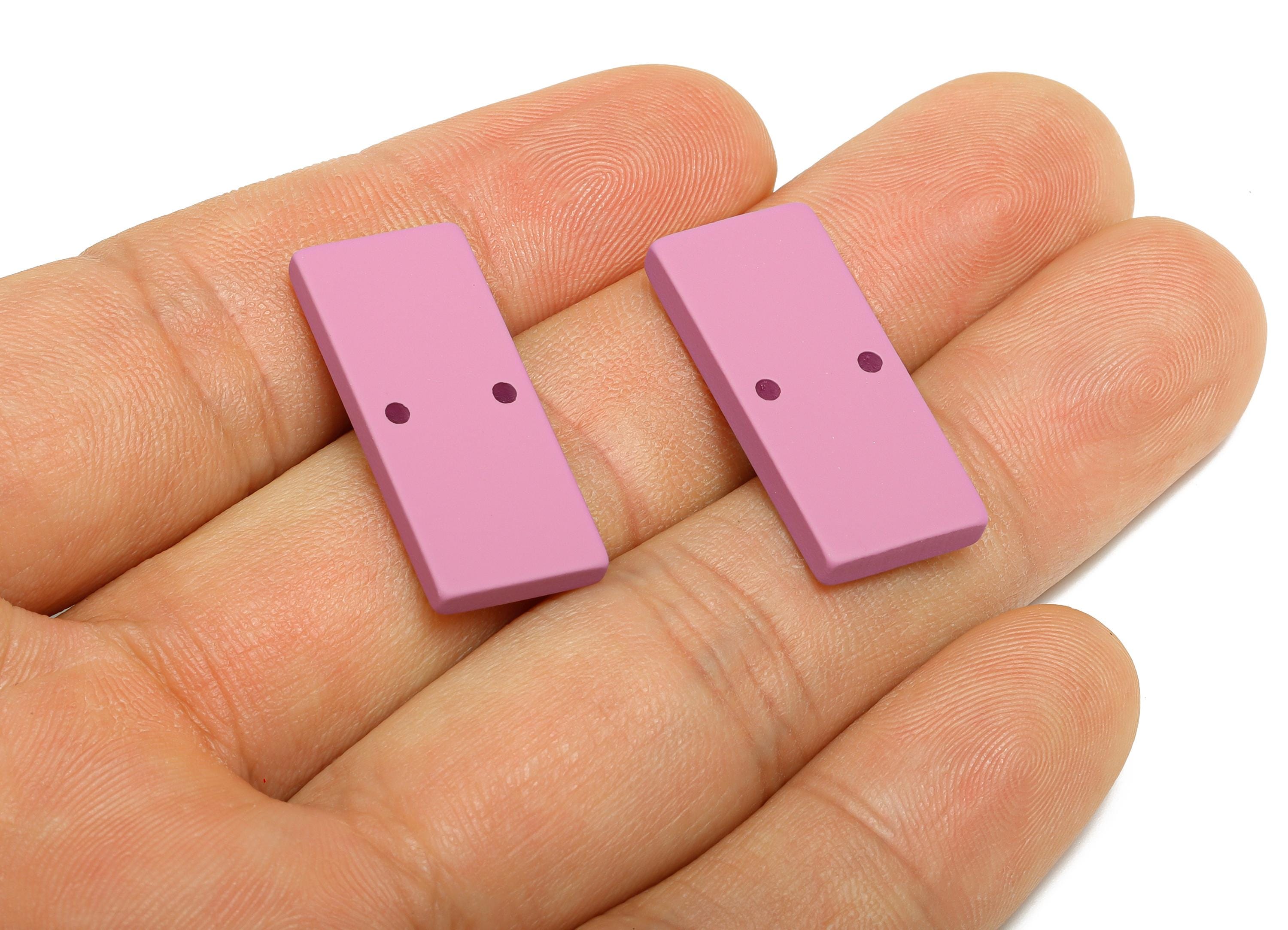 Acrylic Rectangle Earring Connector - Matte Purple Rectangle Charm - 2 Holes Geometric Charm - Color Code: A1060 -27x11.8x3mm- AC3653-A1060 - DOMEDBAZAAR