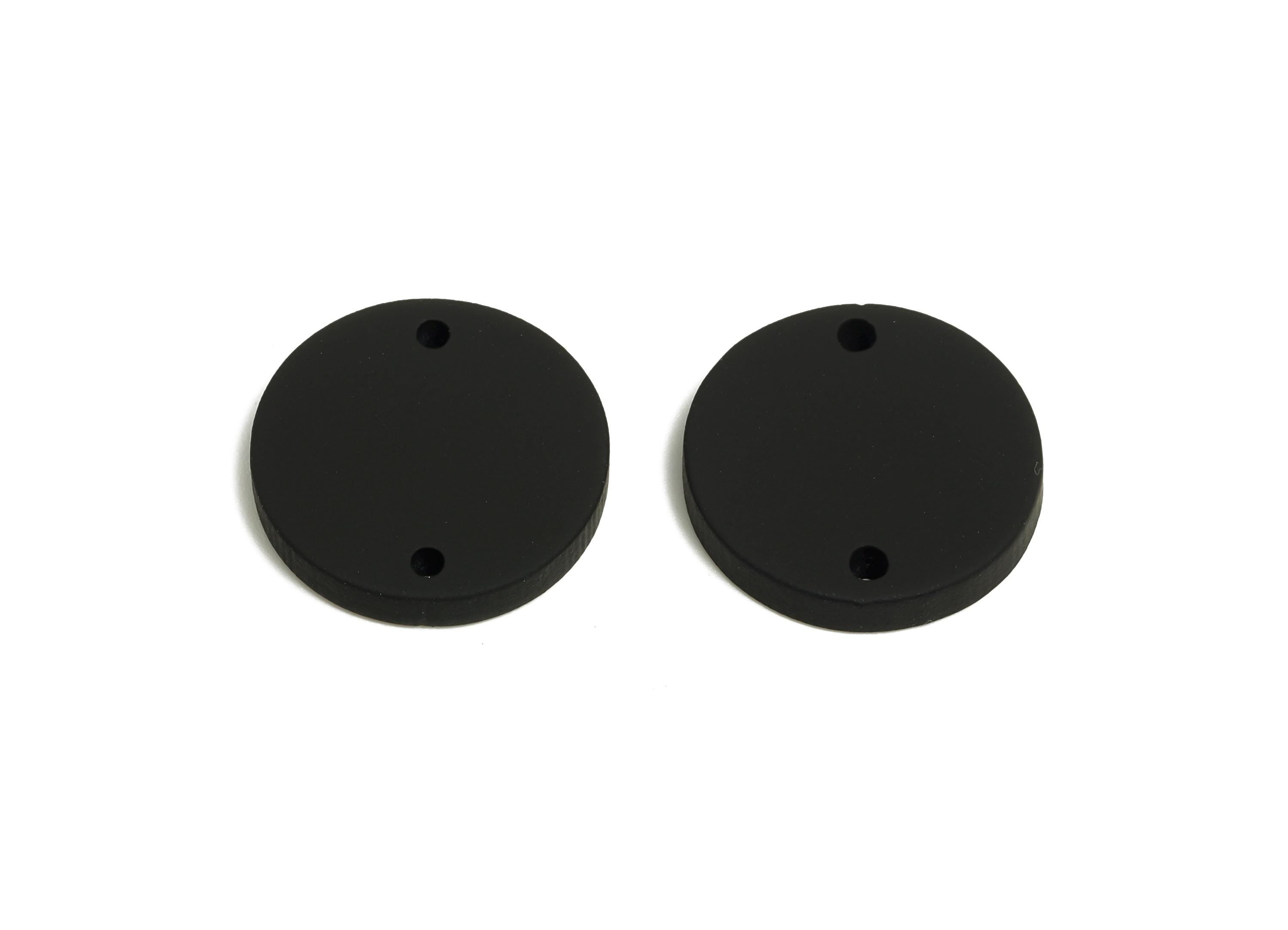 Acrylic Black Circle Connector - Matte Round Piece - Crafting Jewelry Supply for Earring - Color Code: A1052 - 17.7x17.7x2.8mm- AC3654-A1052 - DOMEDBAZAAR