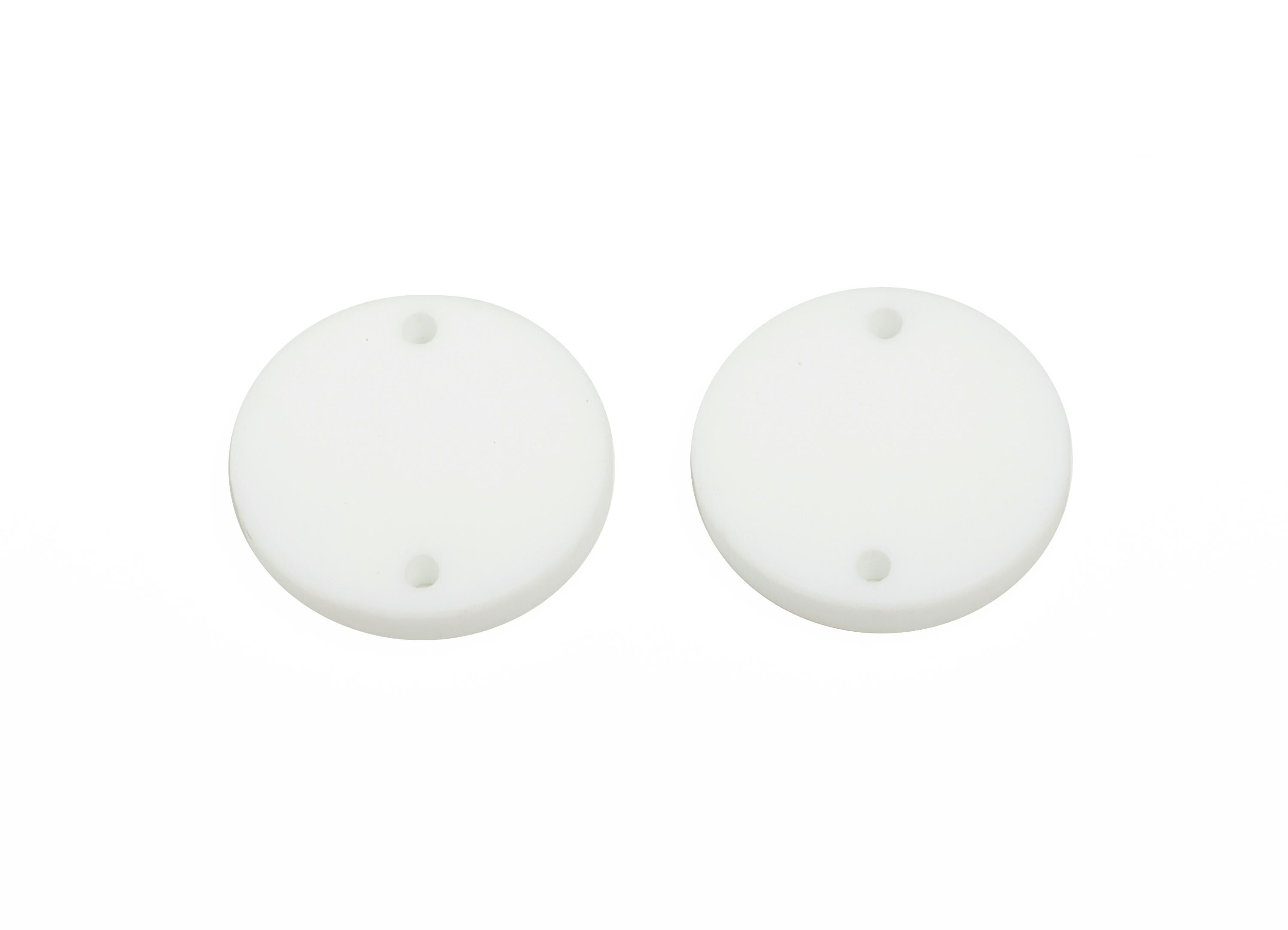 Acrylic White Circle Connector - Matte Round Piece - Crafting Jewelry Supply for Earring - Color Code: A1053 - 17.7x17.7x2.8mm- AC3654-A1053 - DOMEDBAZAAR