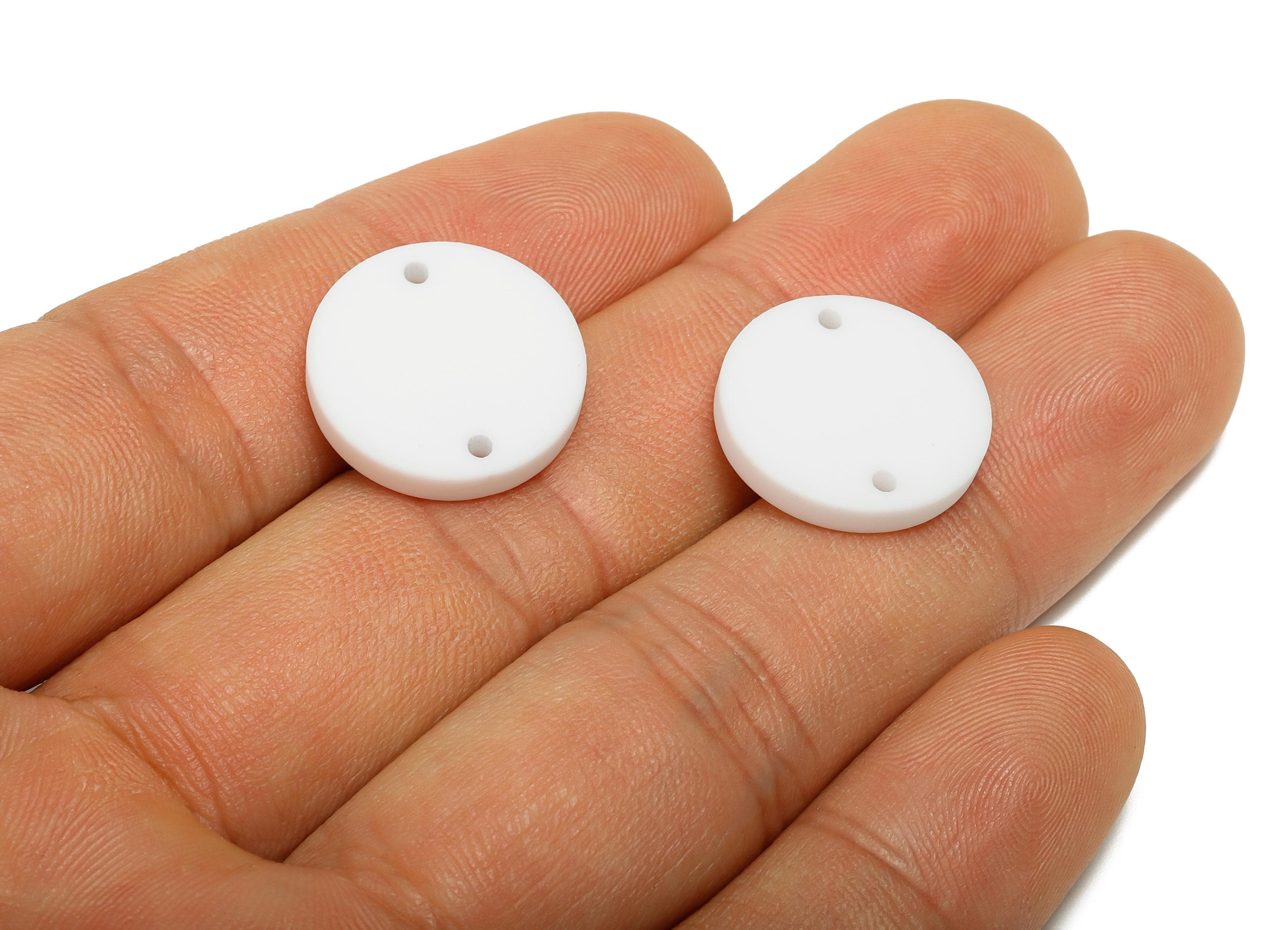Acrylic White Circle Connector - Matte Round Piece - Crafting Jewelry Supply for Earring - Color Code: A1053 - 17.7x17.7x2.8mm- AC3654-A1053 - DOMEDBAZAAR