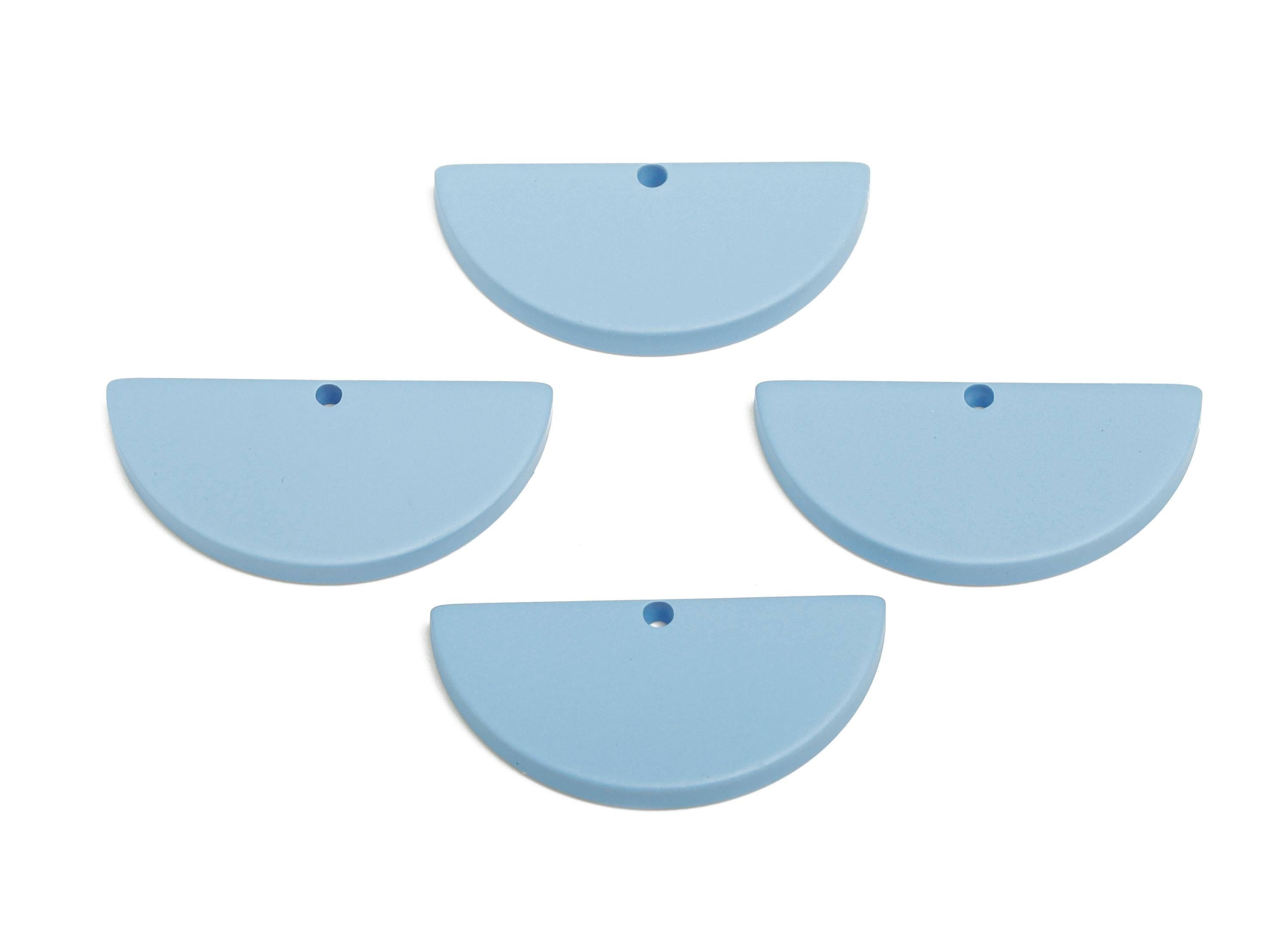 Acrylic Blue Half Circle Charm - Matte Semicircle Piece - Geometric Craft Supplies for Earring - Color Code: A1059 - 28x13x2mm-AC3649-A1059 - DOMEDBAZAAR