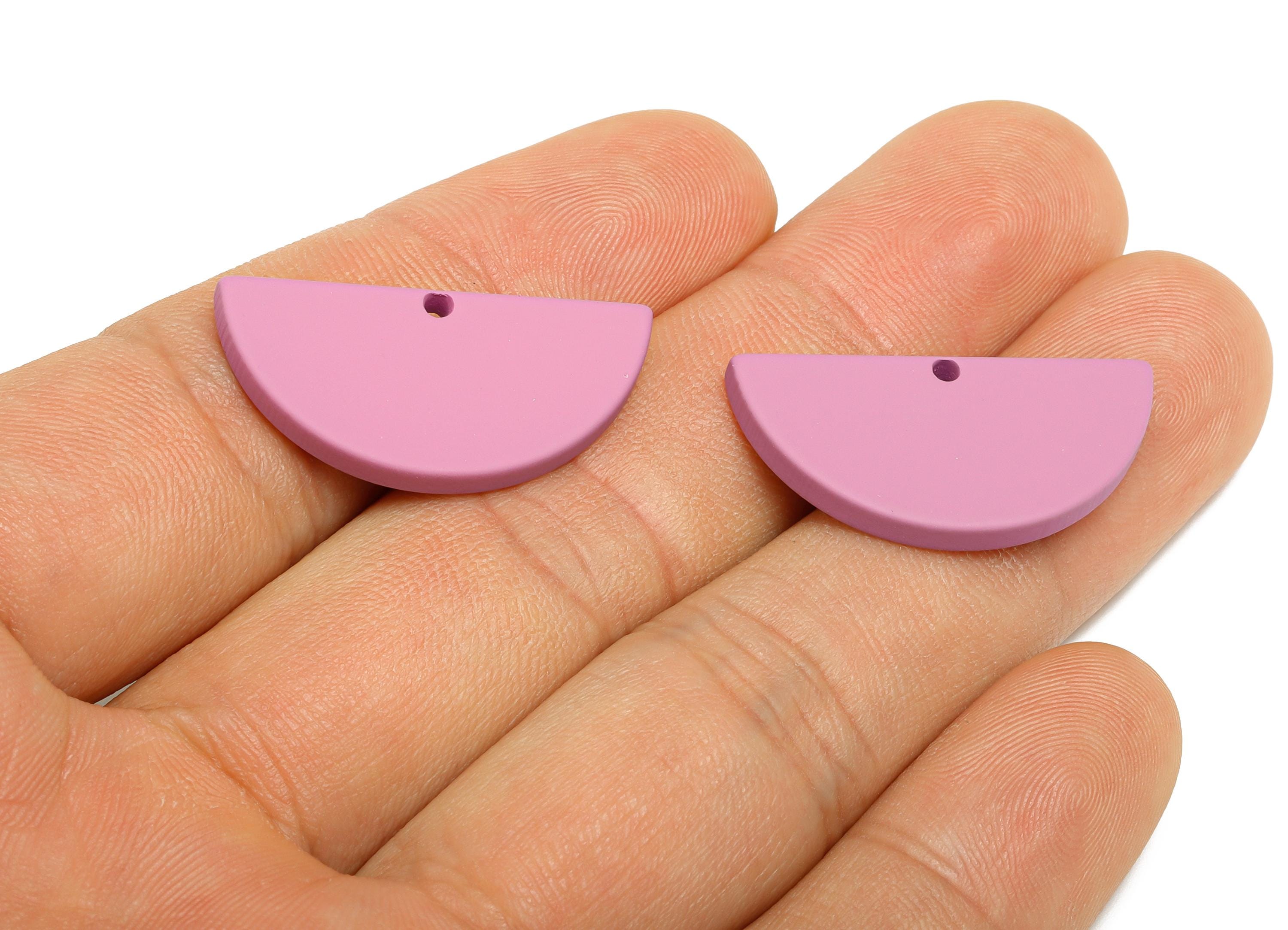 Acrylic Purple Circle Charm - Matte Semicircle Piece - Geometric Craft Supplies for Earring - Color Code: A1060 - 28x13x2mm-AC3649-A1060 - DOMEDBAZAAR