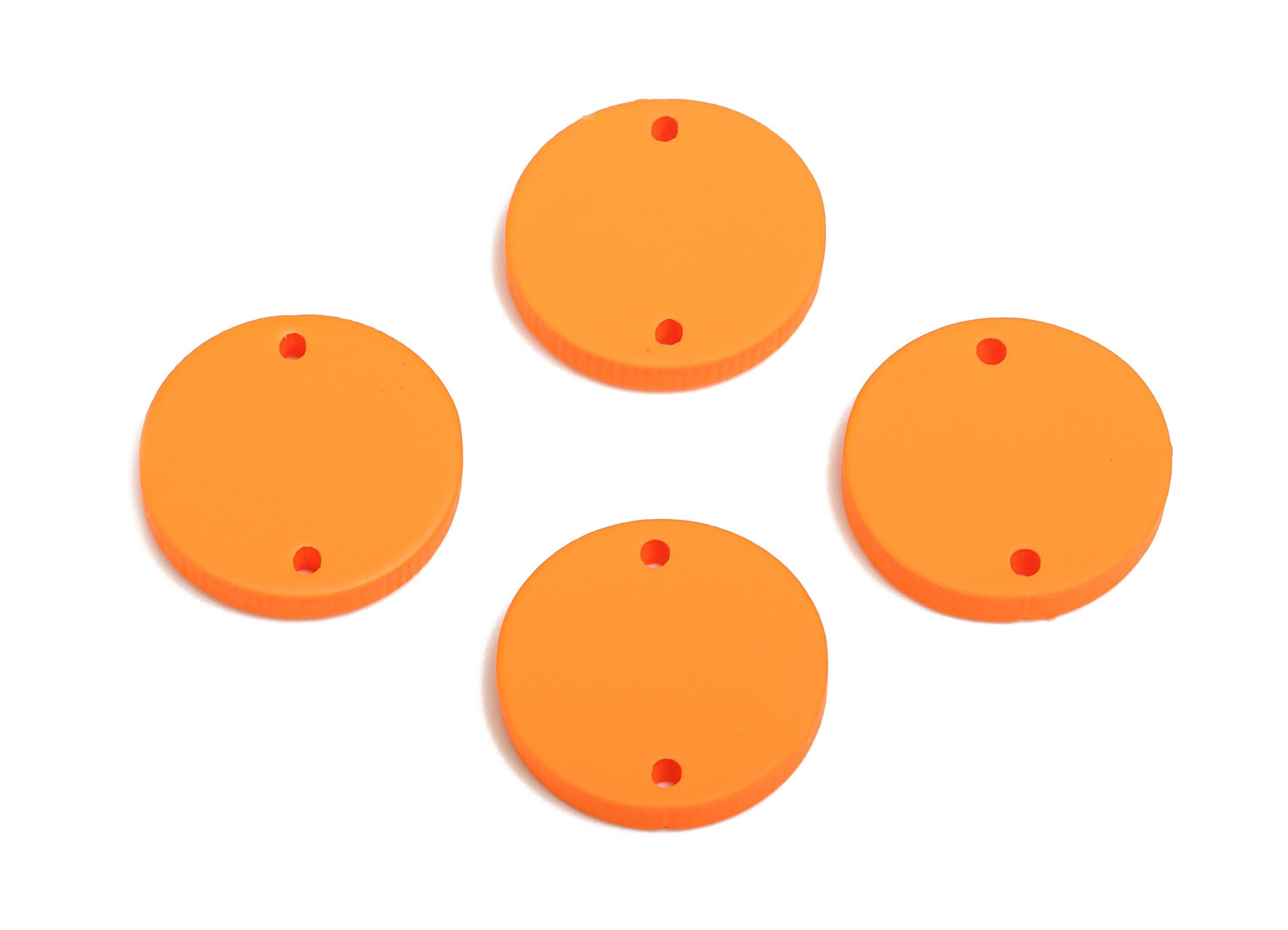 Acrylic Orange Circle Connector - Matte Round Piece - Crafting Jewelry Supply for Earring - Color Code: A1056 -17.7x17.7x2.8mm- AC3654-A1056 - DOMEDBAZAAR