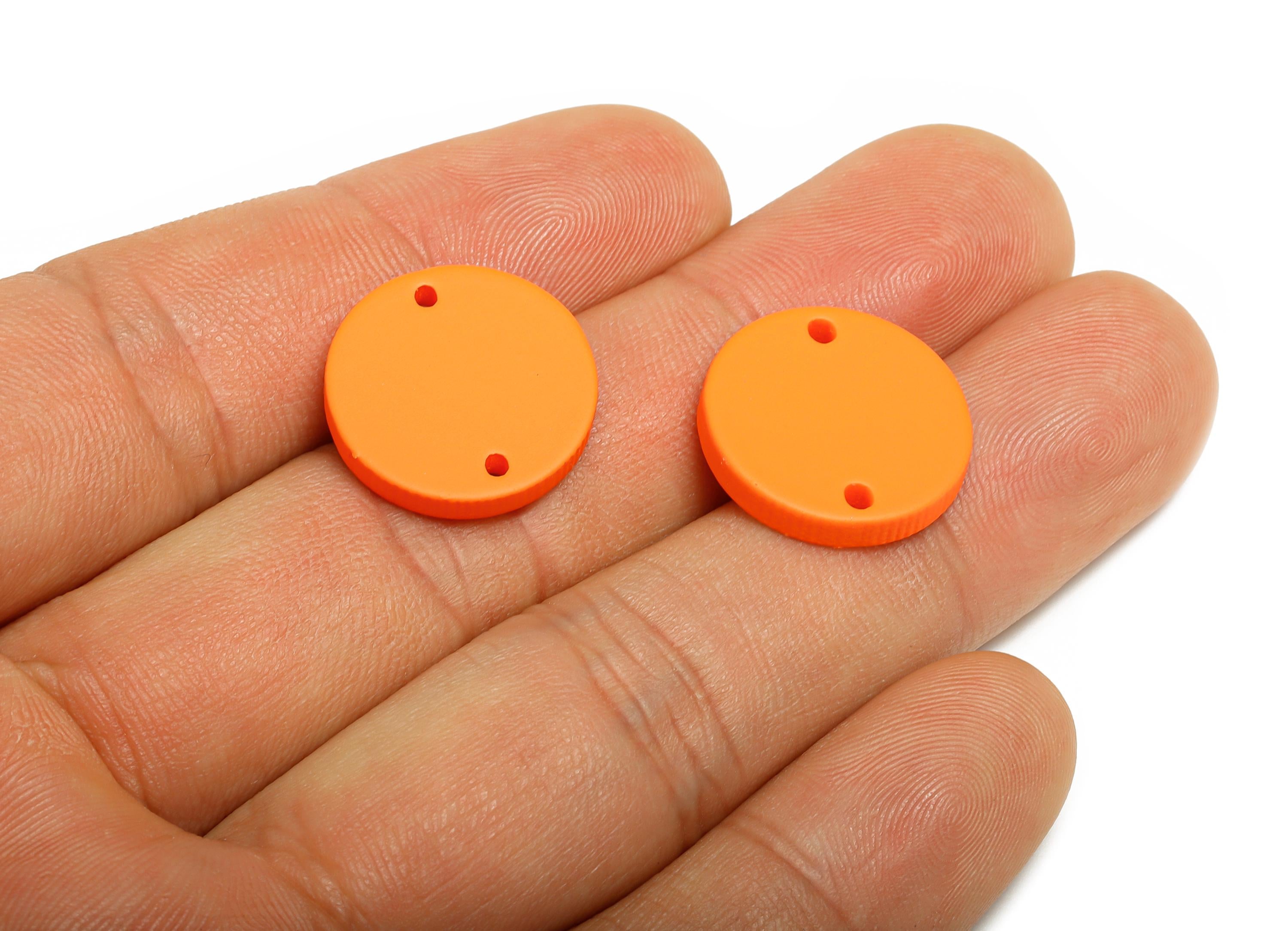 Acrylic Orange Circle Connector - Matte Round Piece - Crafting Jewelry Supply for Earring - Color Code: A1056 -17.7x17.7x2.8mm- AC3654-A1056 - DOMEDBAZAAR