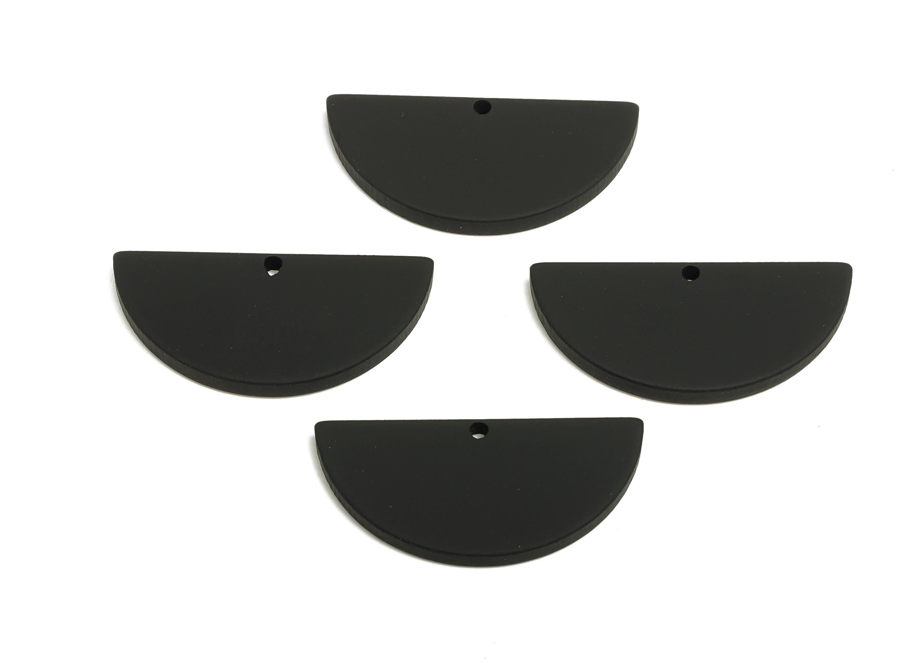 Acrylic Black Circle Charm - Matte Semicircle Piece - Geometric Craft Supplies for Earring - Color Code: A1052 - 28x13x2mm-AC3649 - A1052 - DOMEDBAZAAR