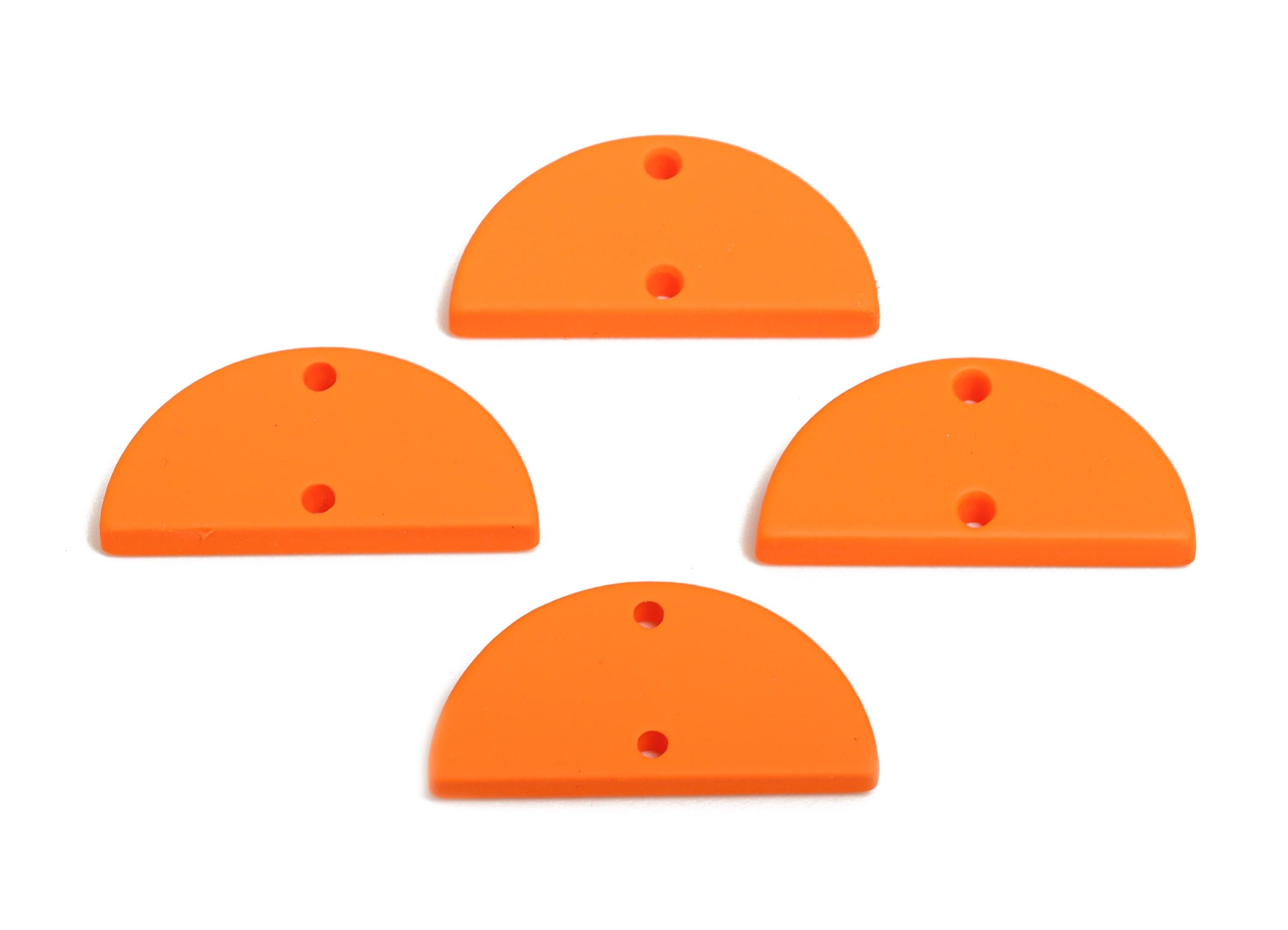 Acrylic Orange Circle Charm - Matte Semicircle Piece - Geometric Craft Supplies for Earring - Color Code: A1056 - 28x13x2mm-AC3649 - A1056 - DOMEDBAZAAR
