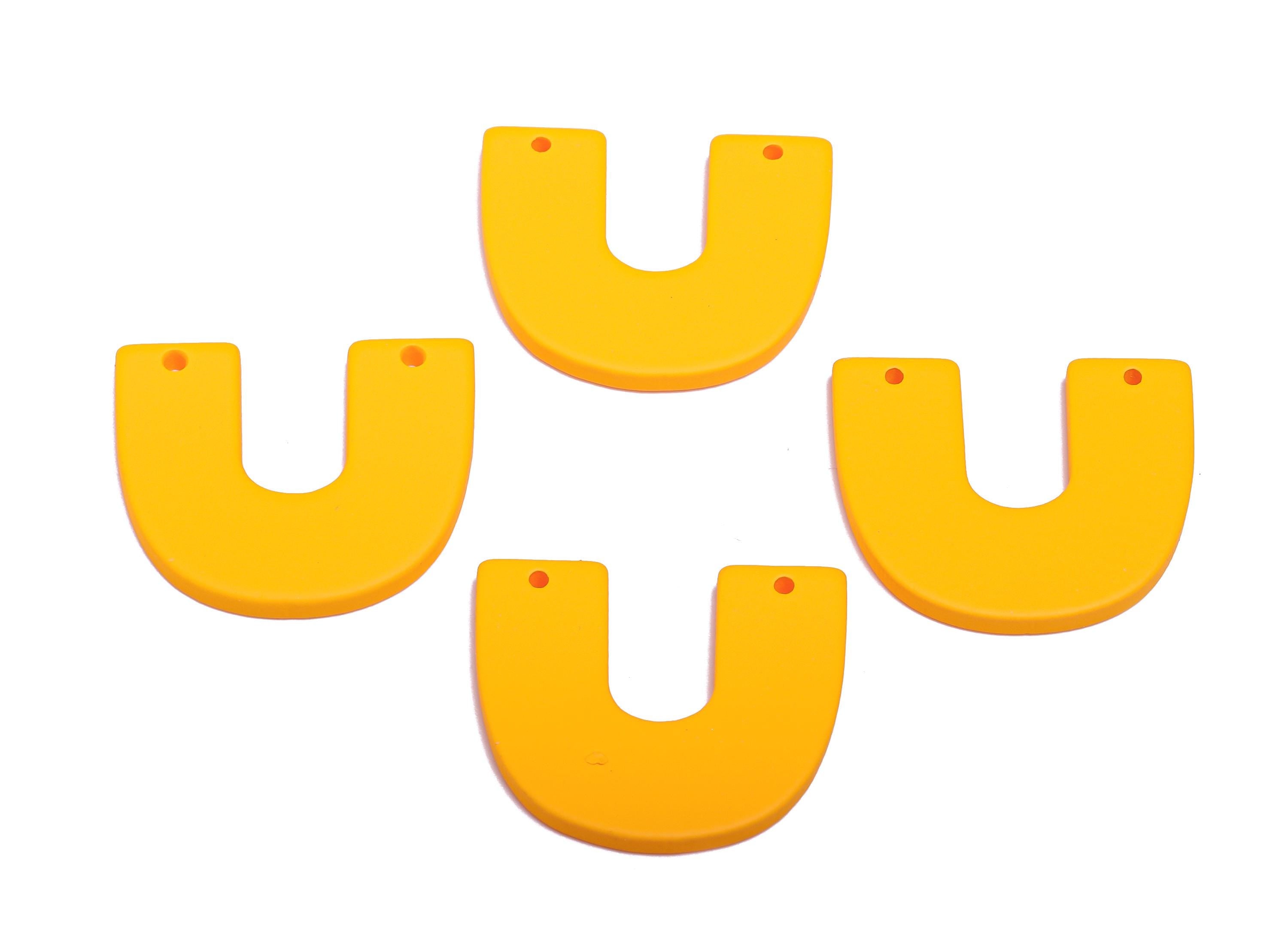 Acrylic U Shape Earring Connector - Matte Yellow Horseshoe Charms - 2 Holes Geometric Jewelry - Color Code: A1057 - 30x26x3mm - AC3676-A1057 - DOMEDBAZAAR