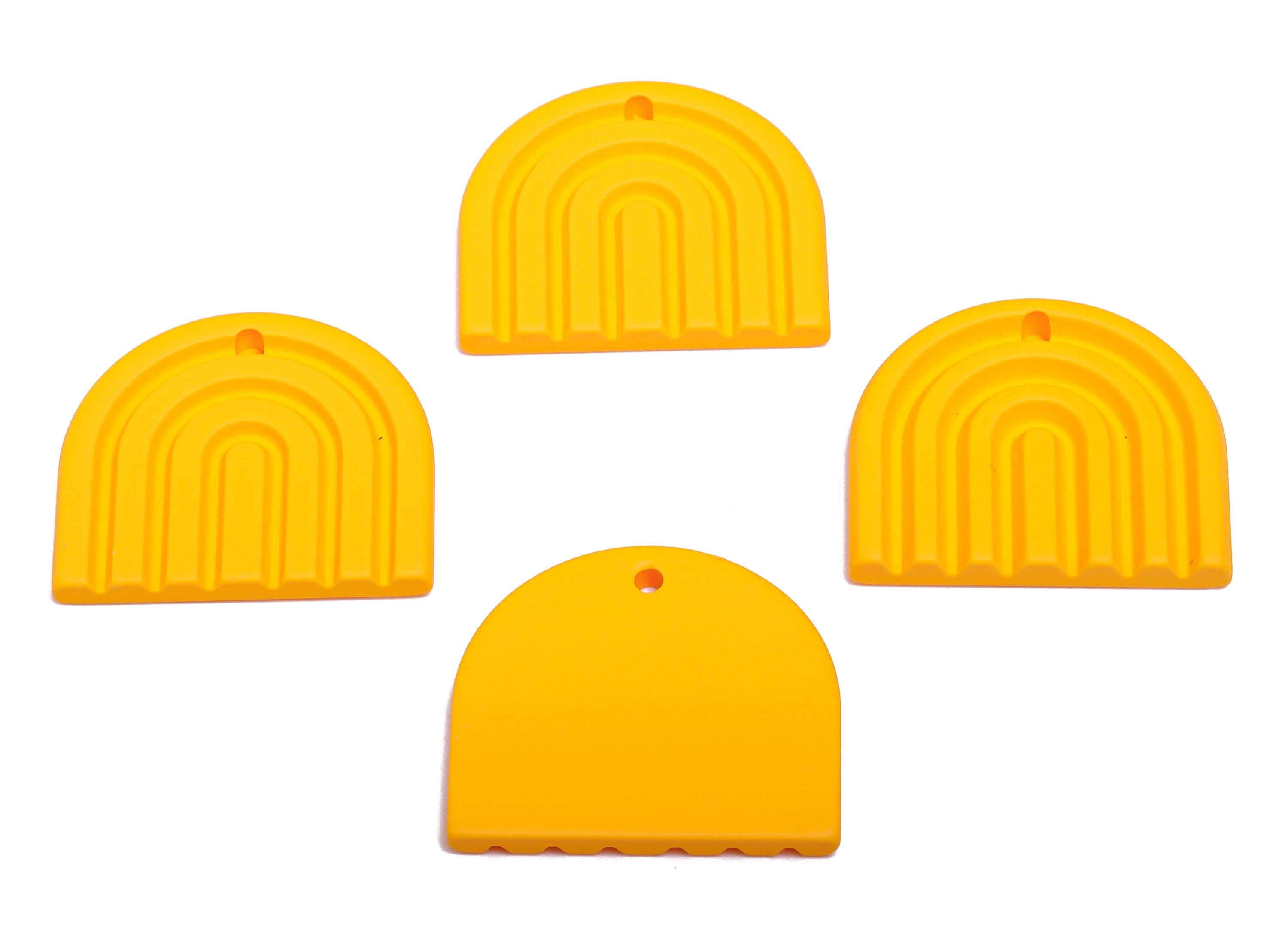 Acrylic Rainbow Earring Charm - Matte Yellow Domed Geometric Pendant - DIY Jewelry Supply - Color Code: A1057 - 28x24.7x3mm - AC3664-A1057 - DOMEDBAZAAR