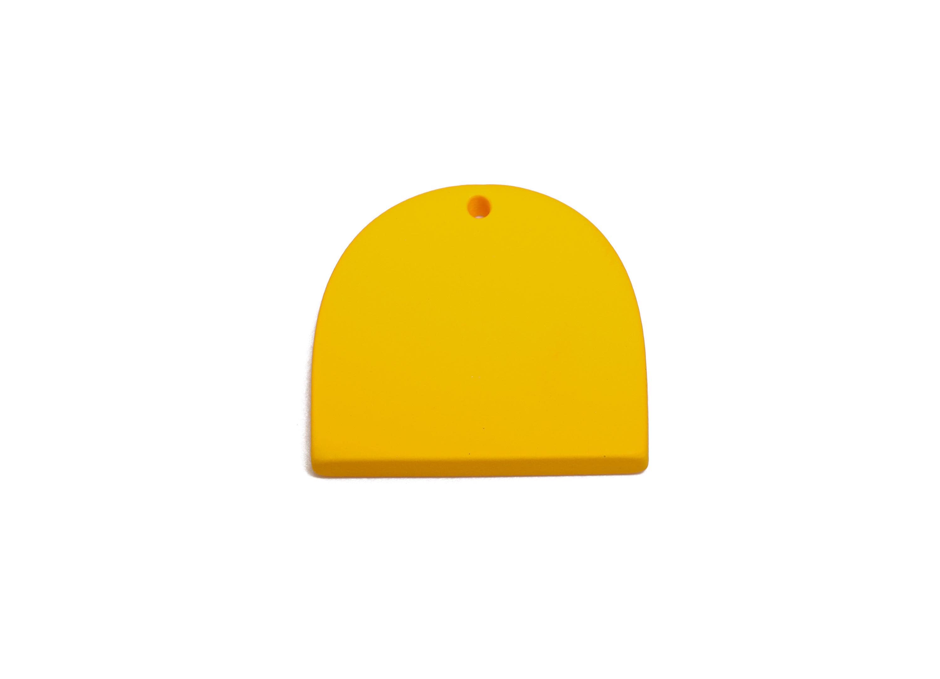 Acrylic Yellow Domed Pendant - Matte Arch Pendant - Lightweight Flat Acrylic Earring Piece - Color Code: A1057 - 24x23.37x3mm - AC3672-A1057 - DOMEDBAZAAR