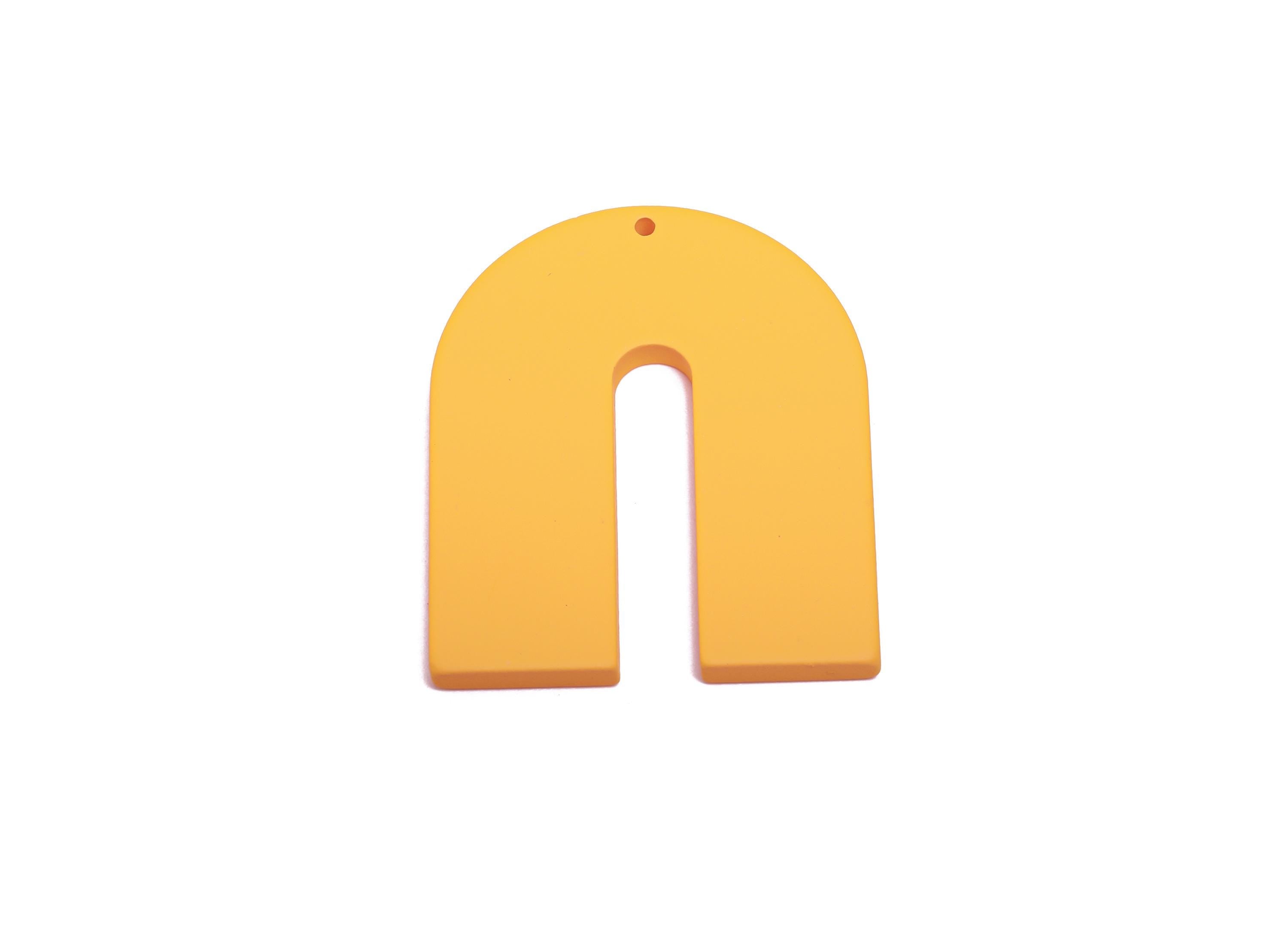 Acrylic Horseshoe Earring Charm - Matte Yellow U Shape Geometric Pendant - Jewelry Making - Color Code: A1057 - 40.7x33.6x3mm - AC3662-A1057 - DOMEDBAZAAR