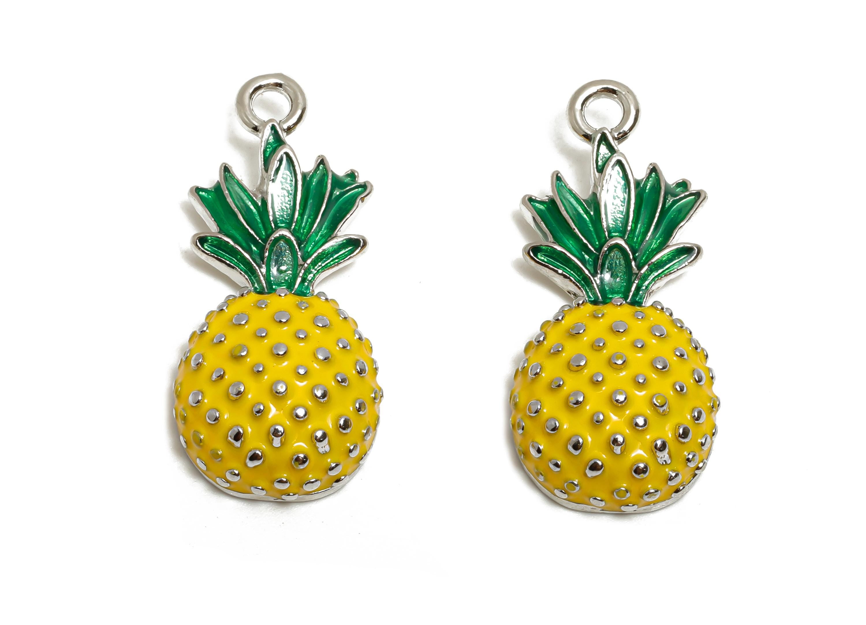Alloy Enamel Pineapple Charm - Colorful Pineapple Jewelry Charm - Enamel Fruit Accessory - Metal Craft Jewelry Making - 30.1x13.5x7mm-AC3526 - DOMEDBAZAAR