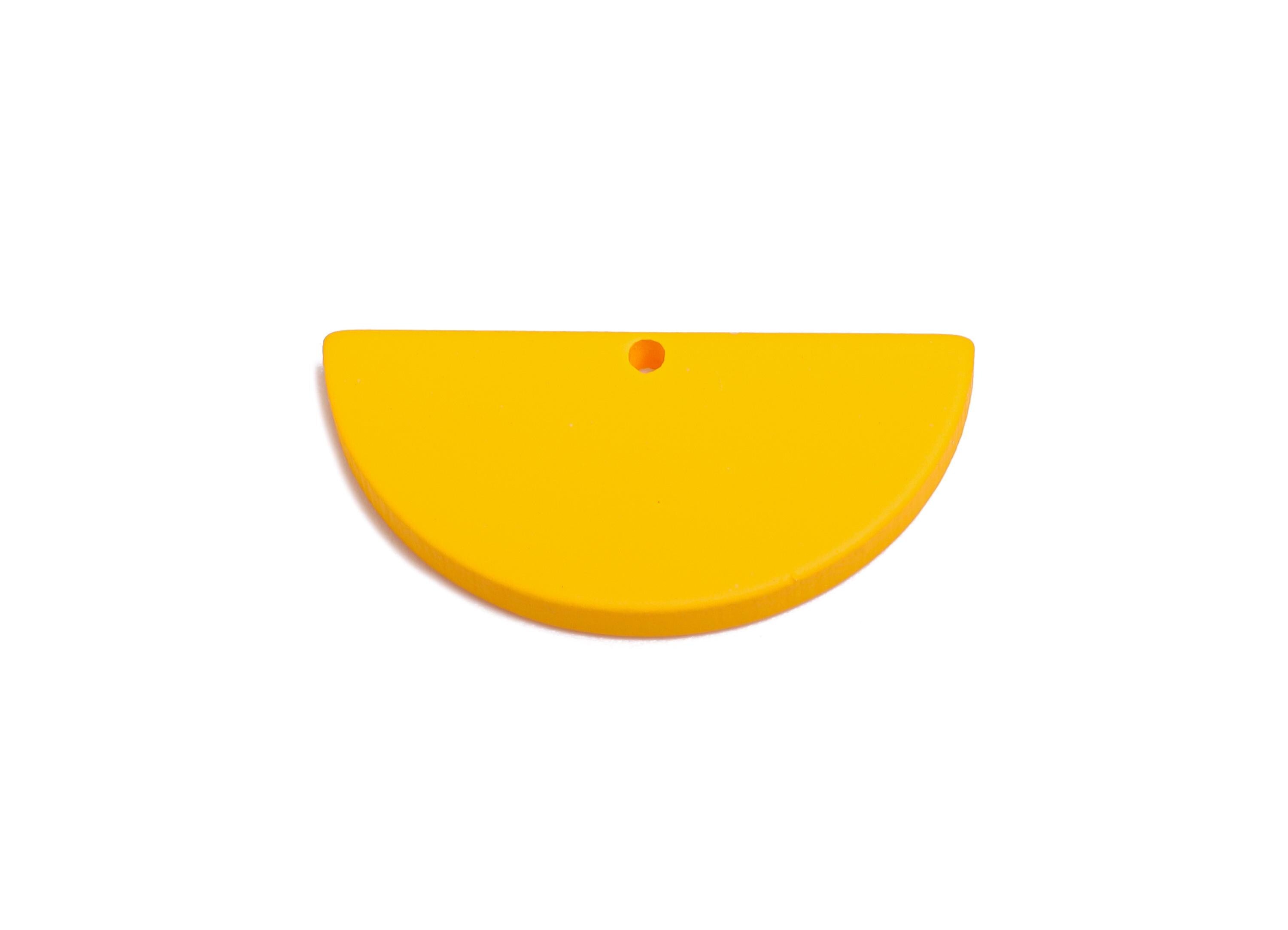 Acrylic Yellow Circle Charm - Matte Semicircle Piece - Geometric Craft Supplies for Earring - Color Code: A1057 - 28x13x2mm-AC3649 - A1057 - DOMEDBAZAAR