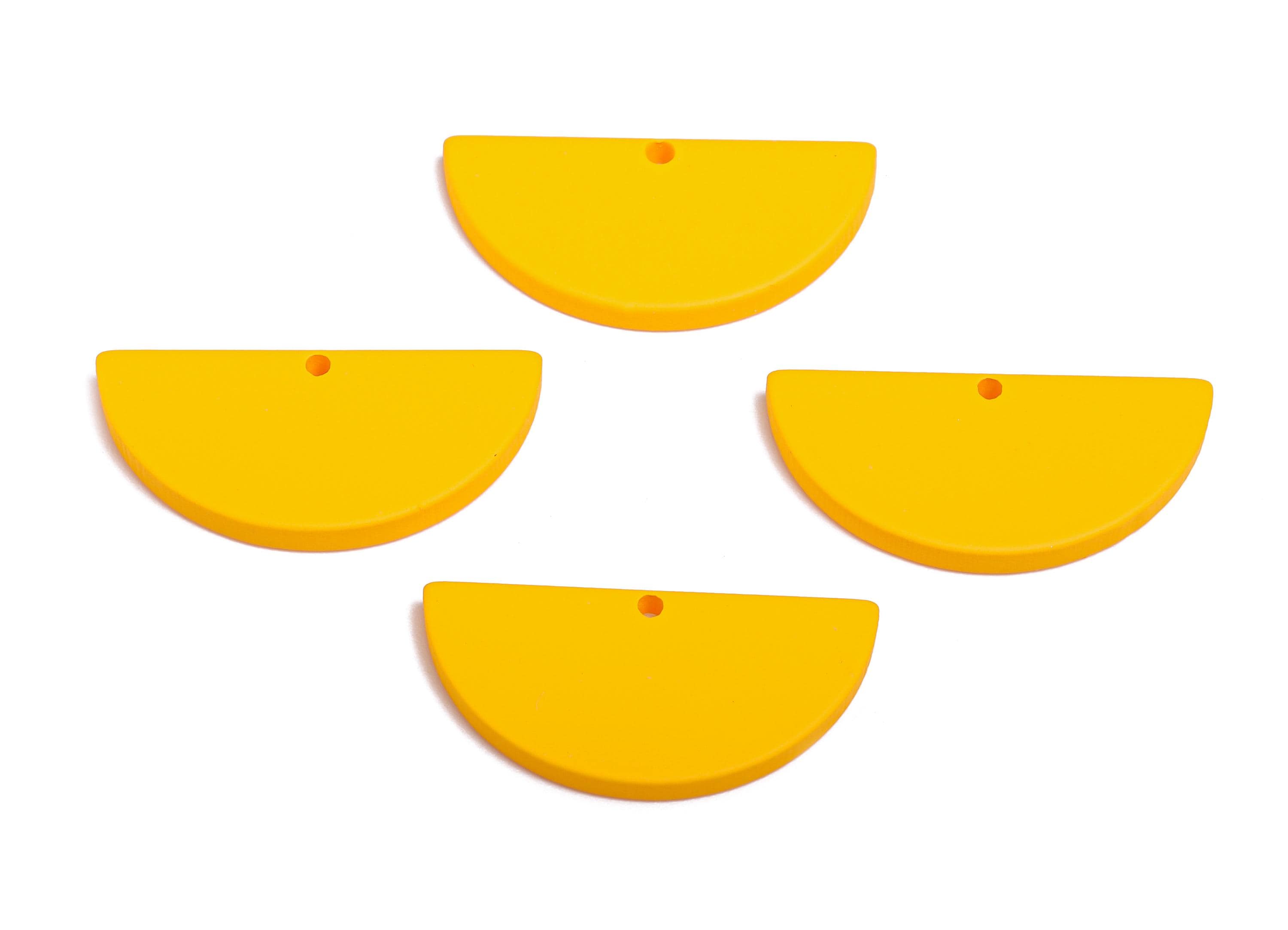 Acrylic Yellow Circle Charm - Matte Semicircle Piece - Geometric Craft Supplies for Earring - Color Code: A1057 - 28x13x2mm-AC3649 - A1057 - DOMEDBAZAAR