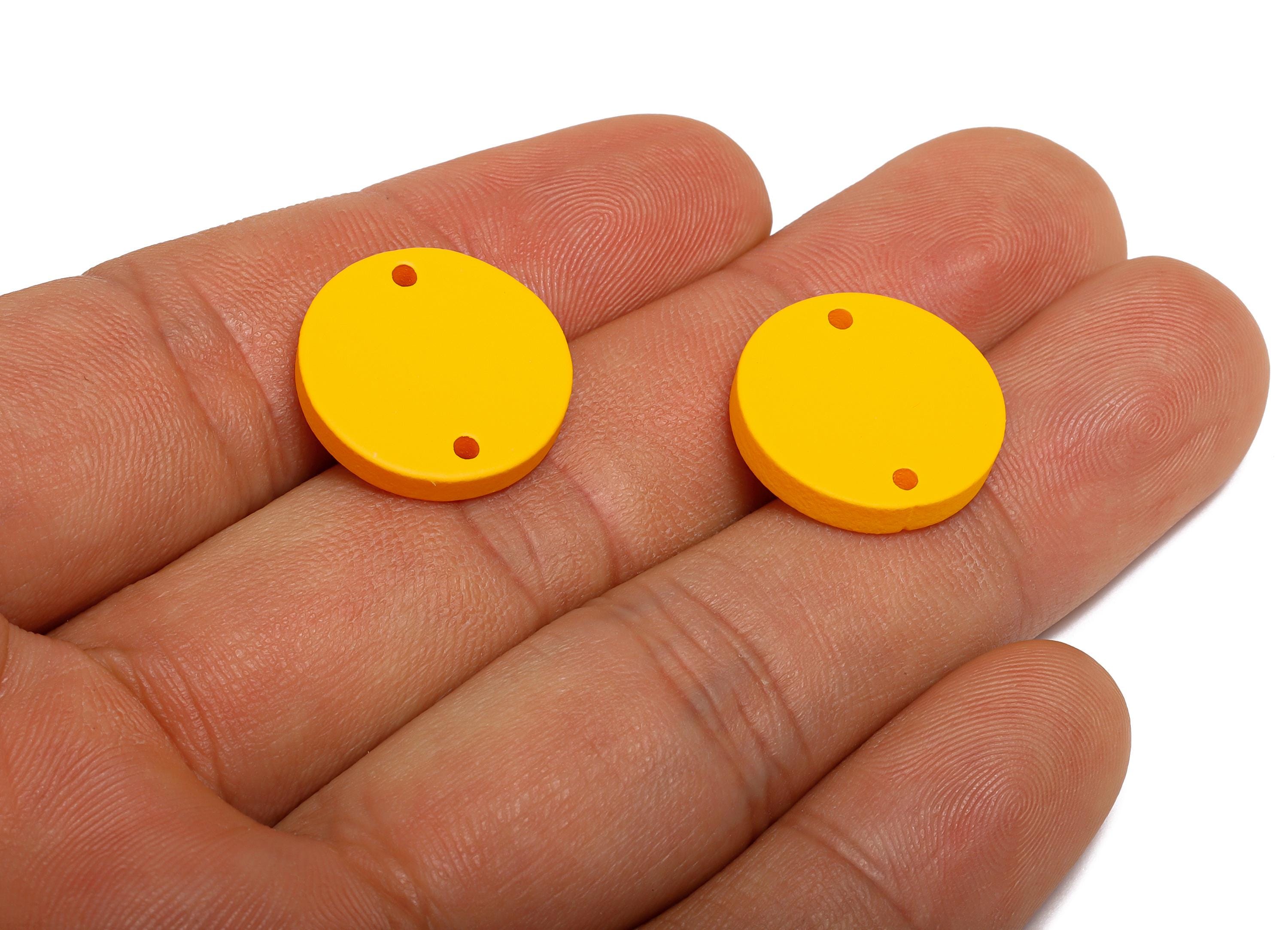 Acrylic Yellow Circle Connector - Matte Round Piece - Crafting Jewelry Supply for Earring - Color Code: A1057 -17.7x17.7x2.8mm- AC3654-A1057 - DOMEDBAZAAR