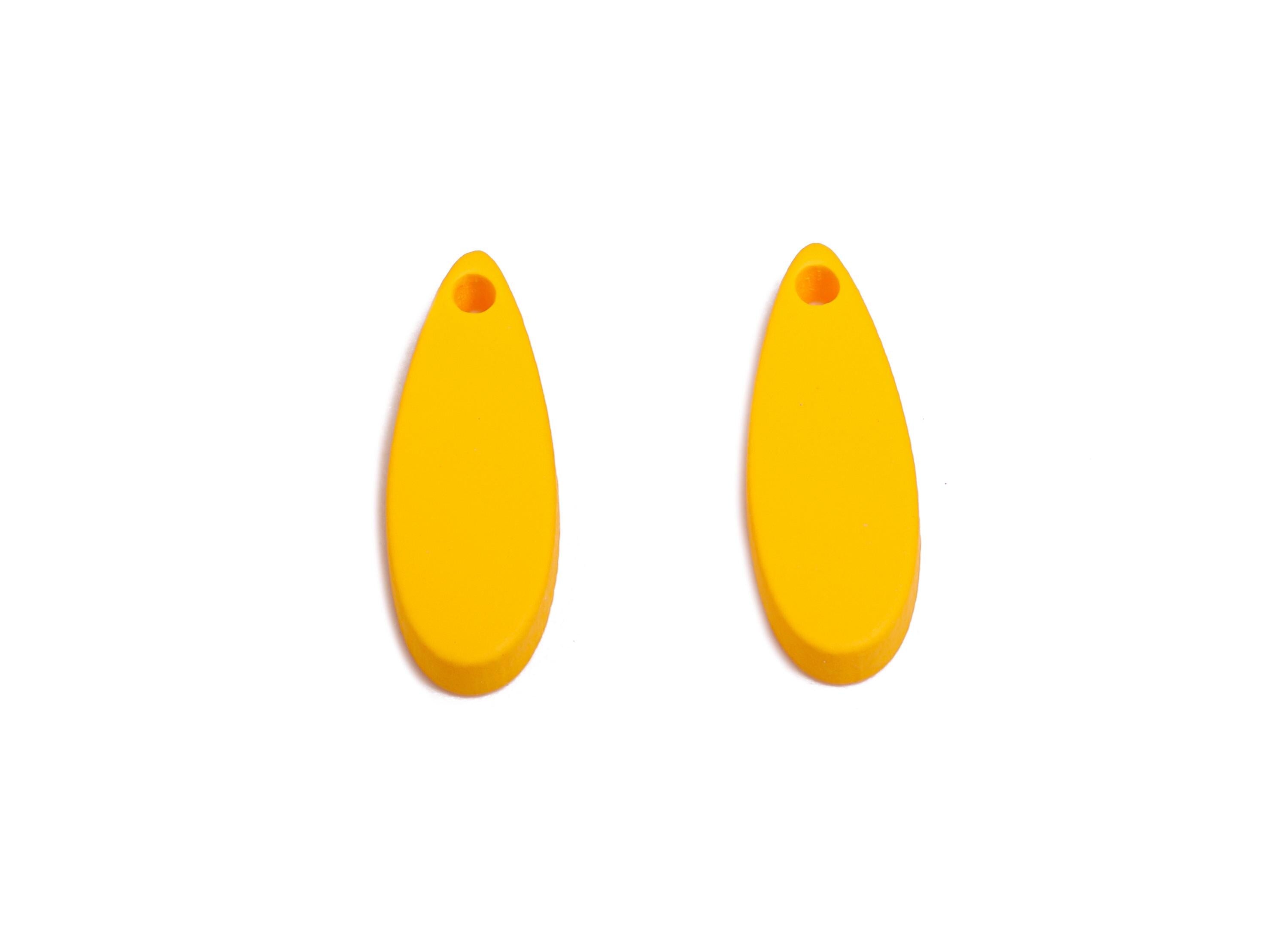 Acrylic Teardrop Earring Charm - Matte Yellow Drop Earring Charm - Lightweight Geometry Charm - Color Code: A1057 -18x6x2mm-AC3651-A1057 - DOMEDBAZAAR