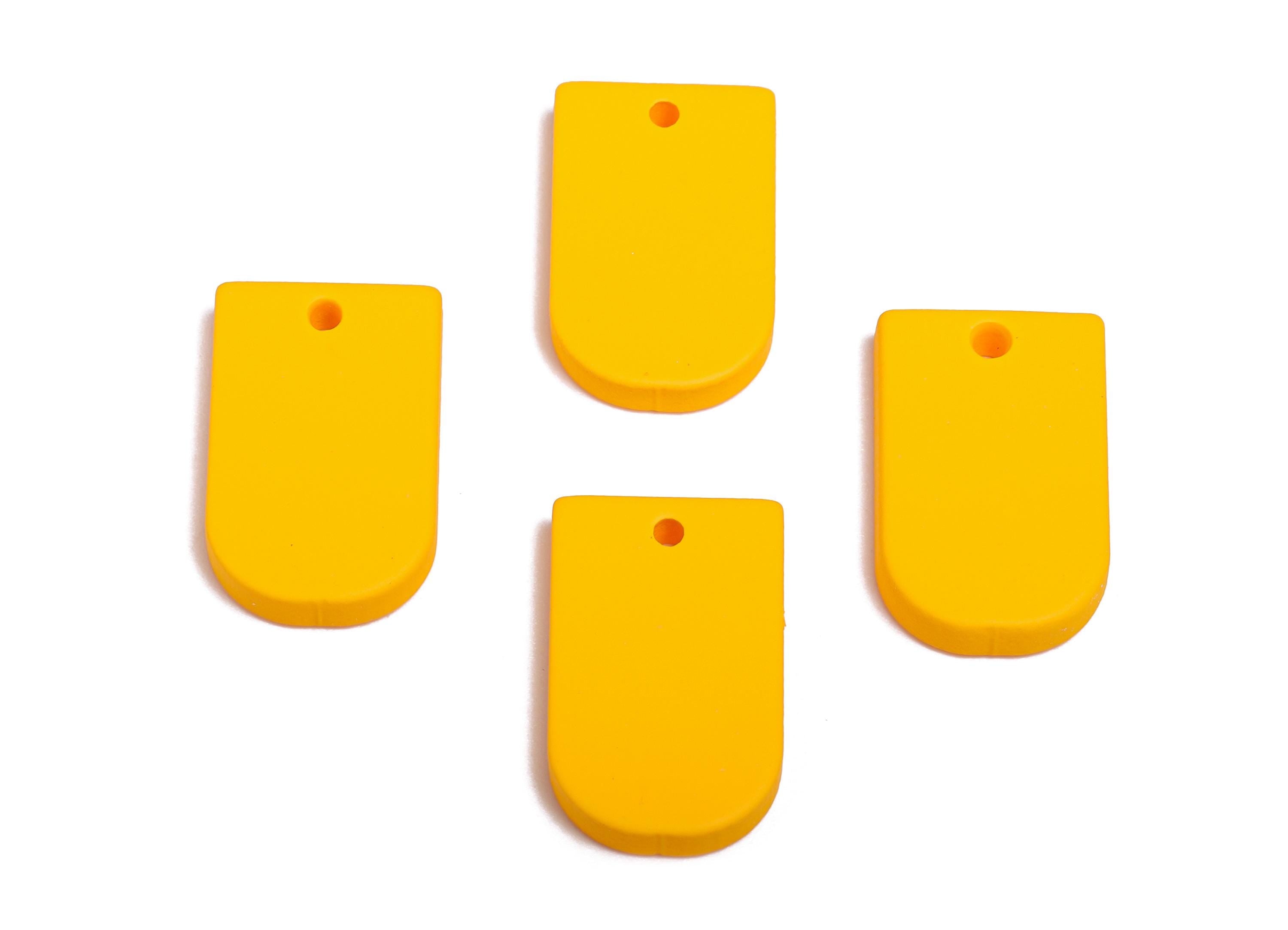 Acrylic Long D Shape Earring Charm - Matte Yellow Geometric Pendant - Jewelry Making - Color Code: A1057 - 19.92x12.1x3mm - AC3656-A1057 - DOMEDBAZAAR