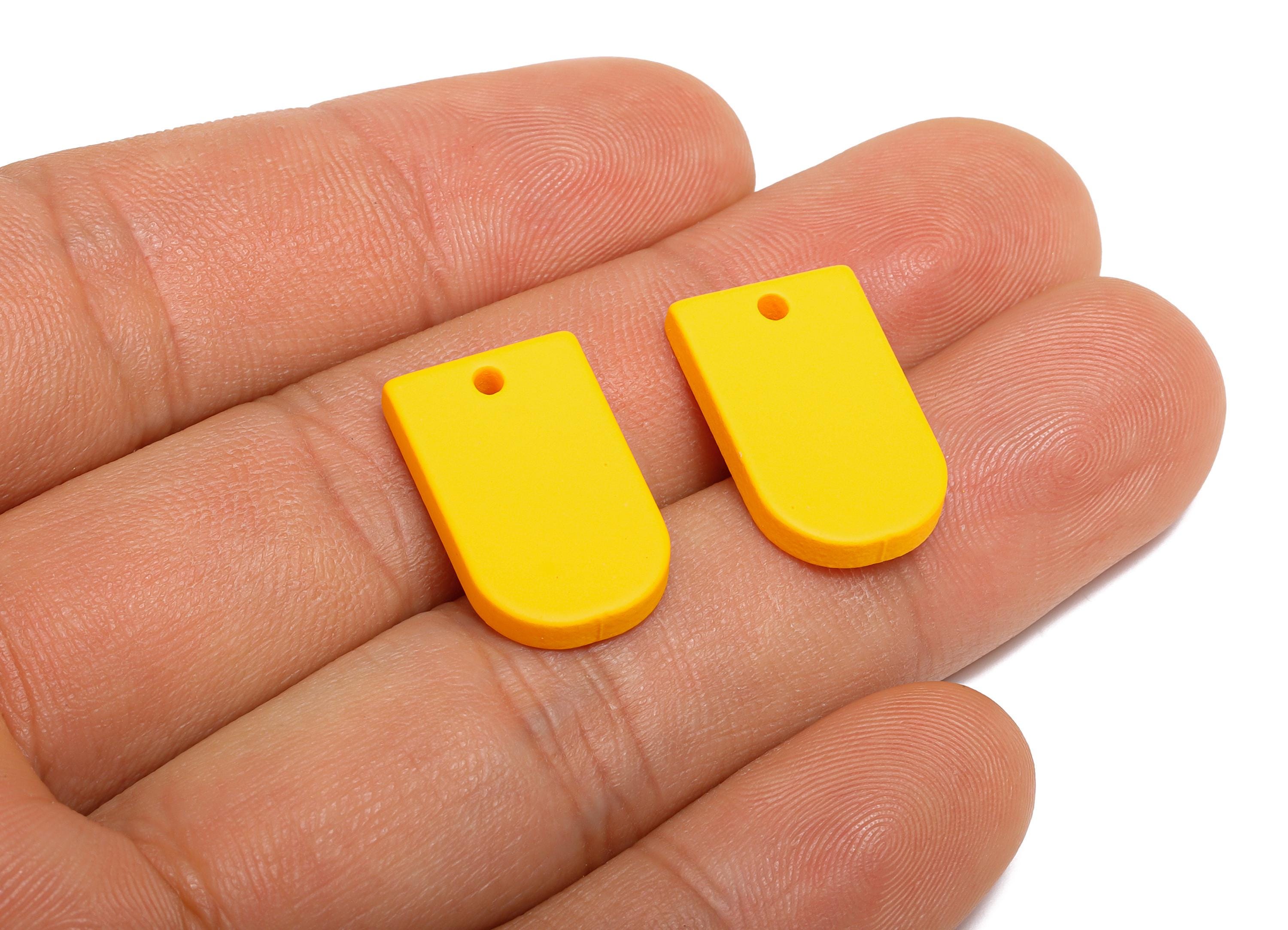 Acrylic Long D Shape Earring Charm - Matte Yellow Geometric Pendant - Jewelry Making - Color Code: A1057 - 19.92x12.1x3mm - AC3656-A1057 - DOMEDBAZAAR
