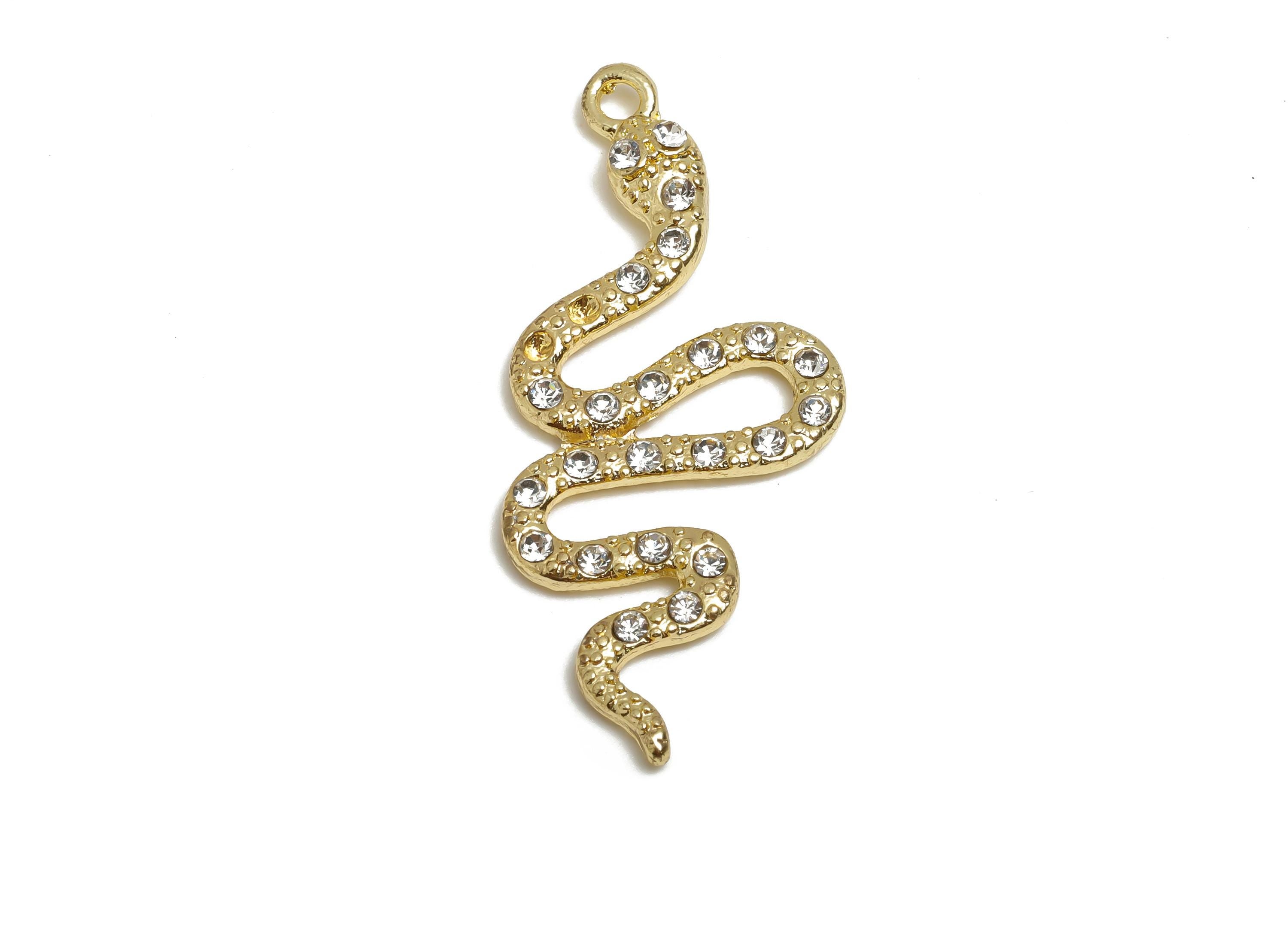 Alloy Snake Charm Pendant - Alloy Serpent Pendant Bling - DIY  Crystal Snake Jewelry Supply - Craft Jewelry Making - 40x16.9x2.32mm-AC3529 - DOMEDBAZAAR