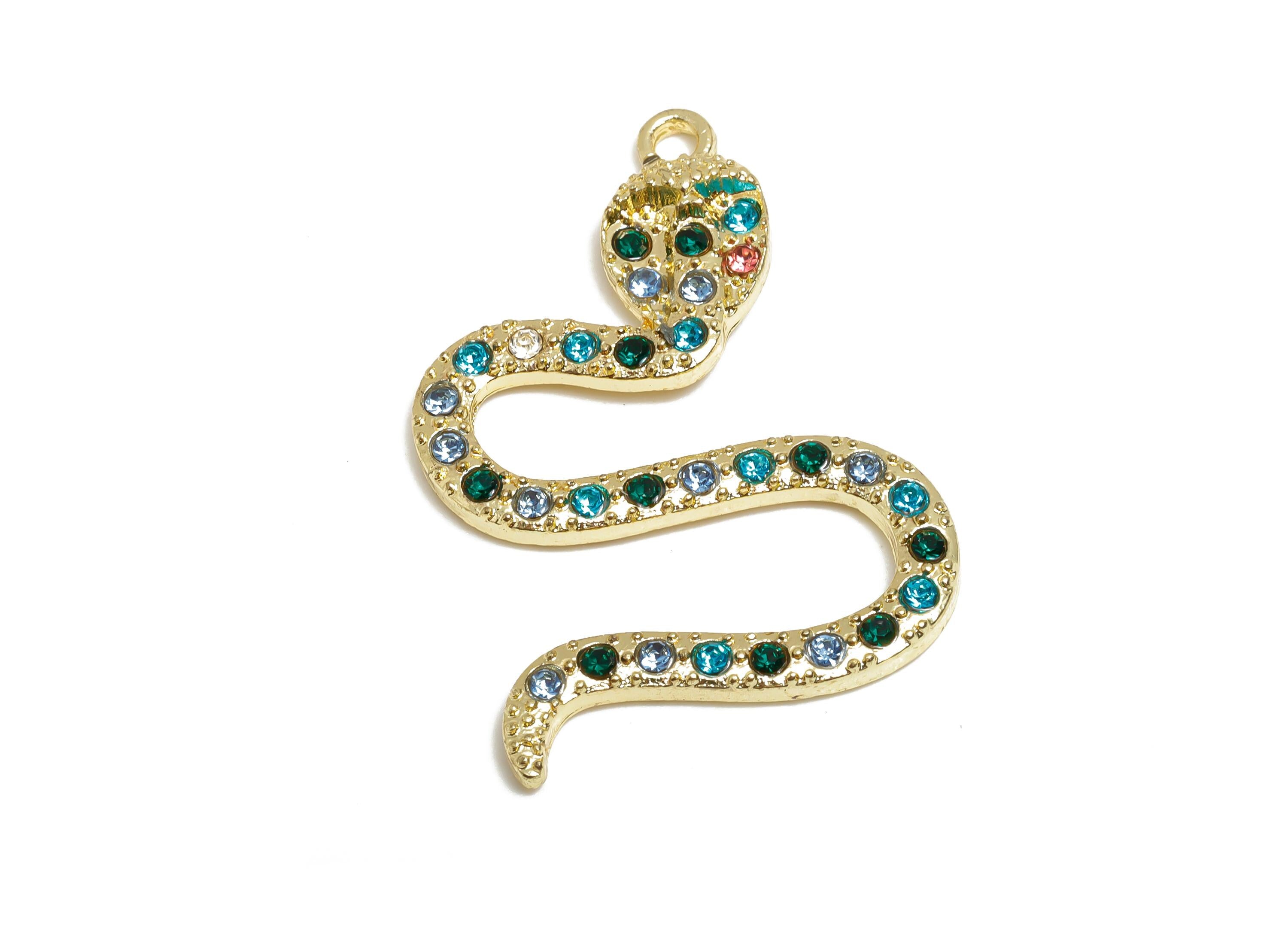 Alloy Snake Charm Pendant - Sparkling Colorful Snake Charm - DIY  Crystal Snake Jewelry Supply - Craft Jewelry Making - 37x27x3.5mm - AC3531 - DOMEDBAZAAR