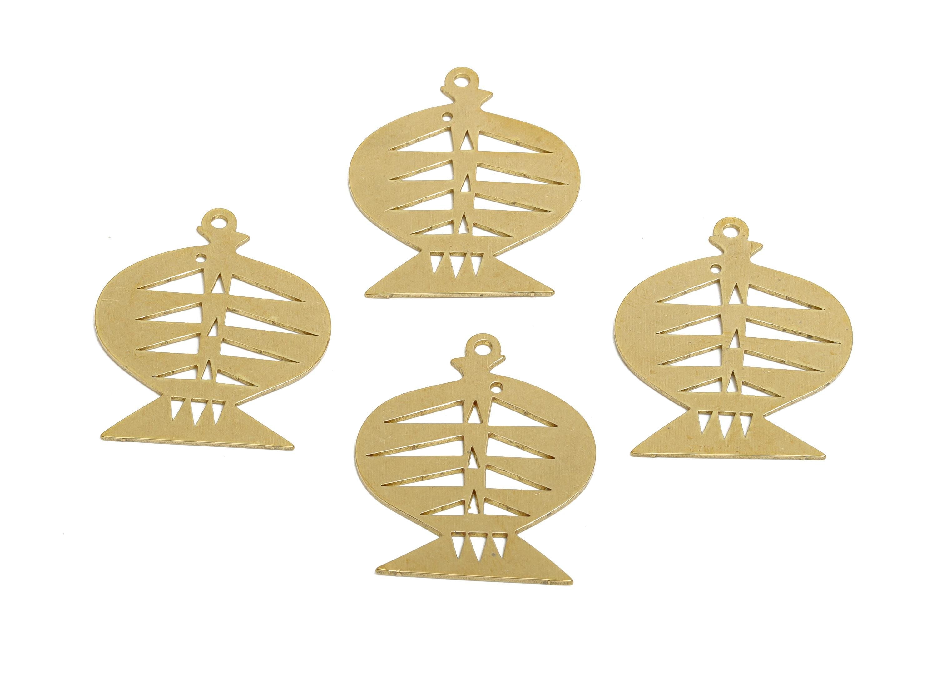 Raw Brass Fish Pendant - Brass Hollow Marine Life Charm - Hollow Cute Fish Cut Brass Charm - Nature Jewelry Making - 24x20x0.8mm - PP11506 - DOMEDBAZAAR