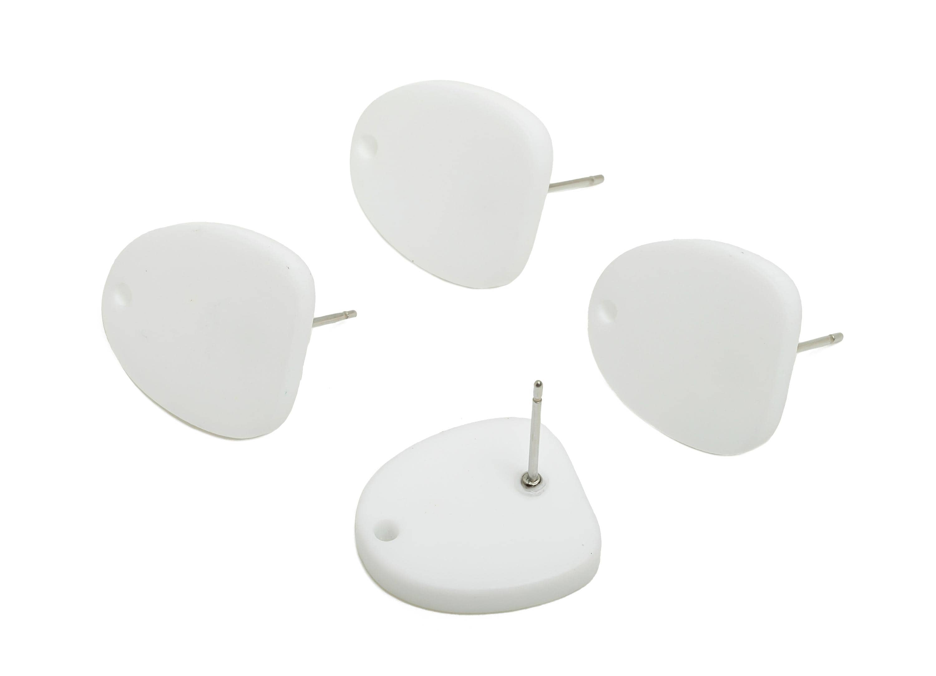 Acrylic White Earrings Connector - Modern Matte Geometric Earring Base - Craft Making Earring - Color Code: A1053 - 16x14x2mm - AC3652-A1053 - DOMEDBAZAAR