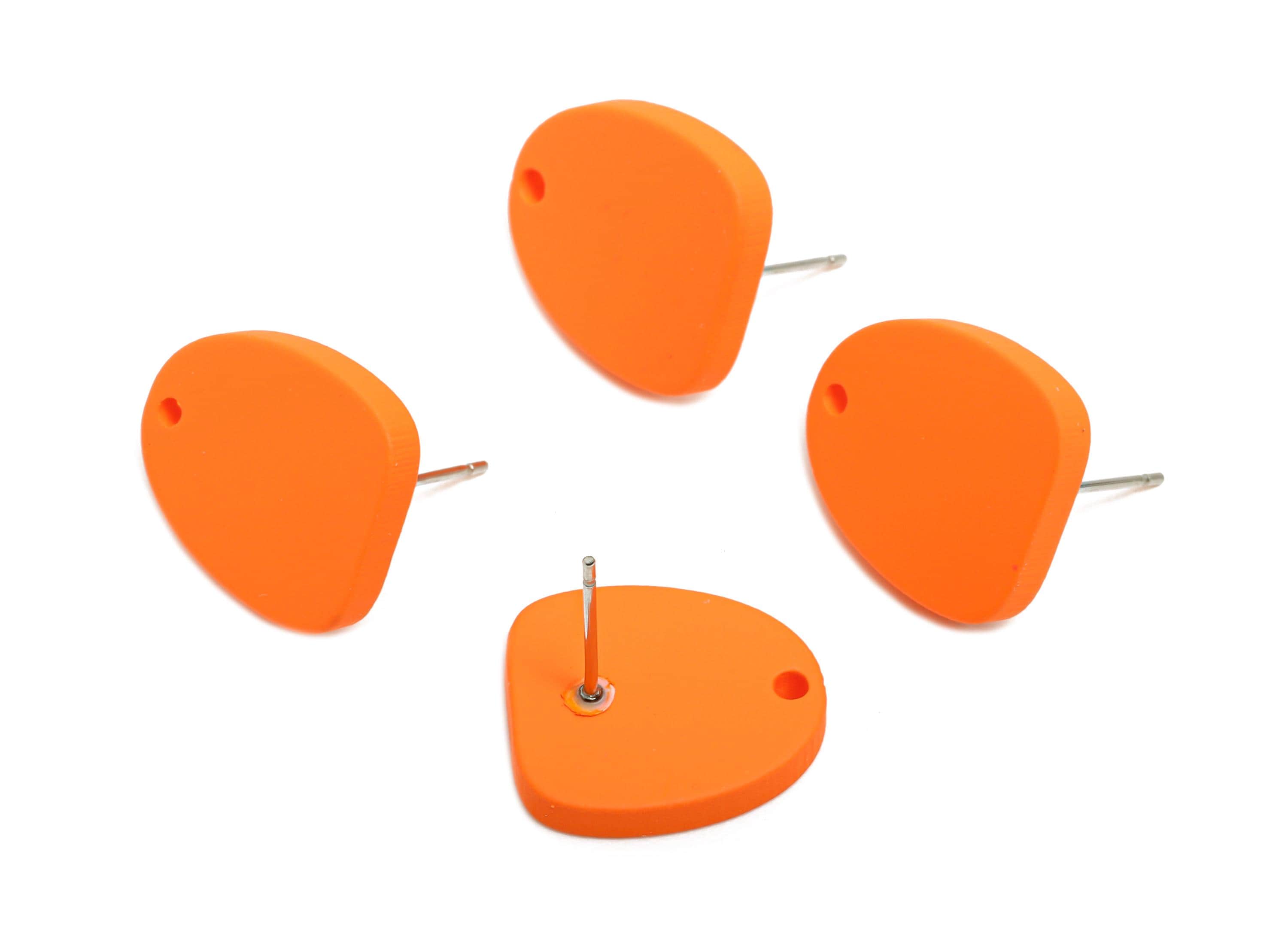 Acrylic Orange Earrings Connector - Modern Matte Geometric Earring Base - Craft Making Earring - Color Code: A1056 - 16x14x2mm- AC3652-A1056 - DOMEDBAZAAR