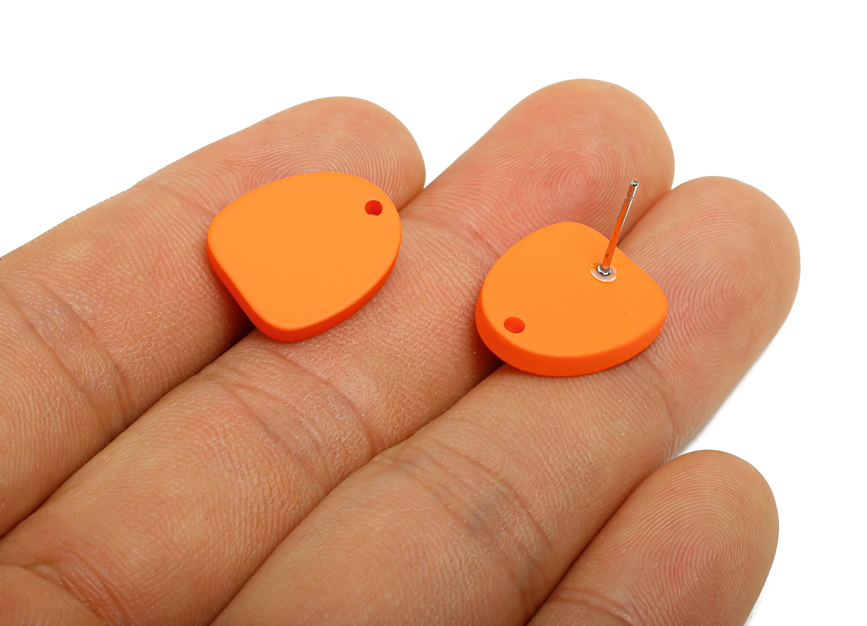 Acrylic Orange Earrings Connector - Modern Matte Geometric Earring Base - Craft Making Earring - Color Code: A1056 - 16x14x2mm- AC3652-A1056 - DOMEDBAZAAR