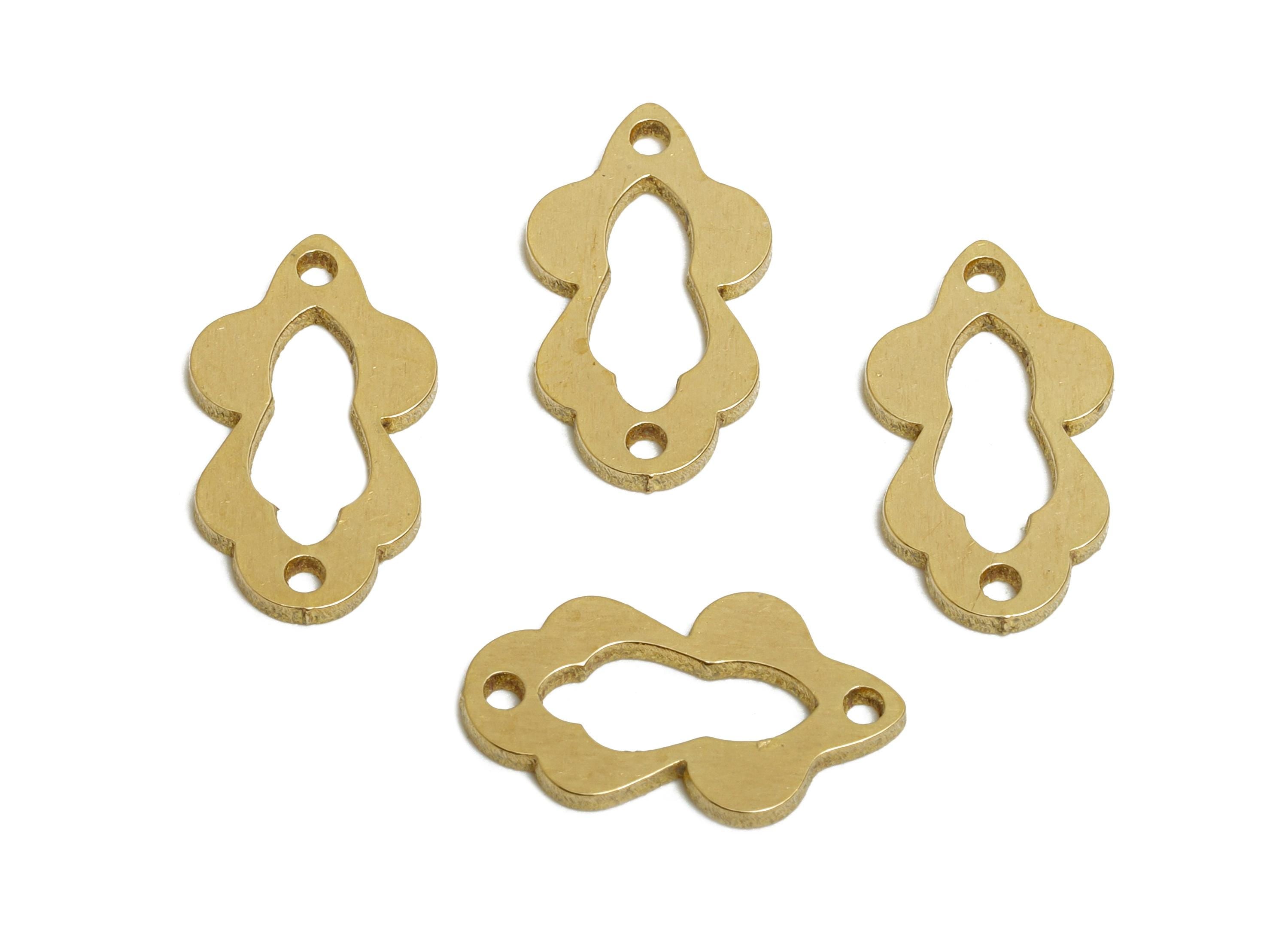 Small Brass Connector - Laser Cut Raw Brass Component - Geometric Lightweight Brass Charm - DIY Jewelry Supply - 15x8.5x1mm - PP11513 - DOMEDBAZAAR