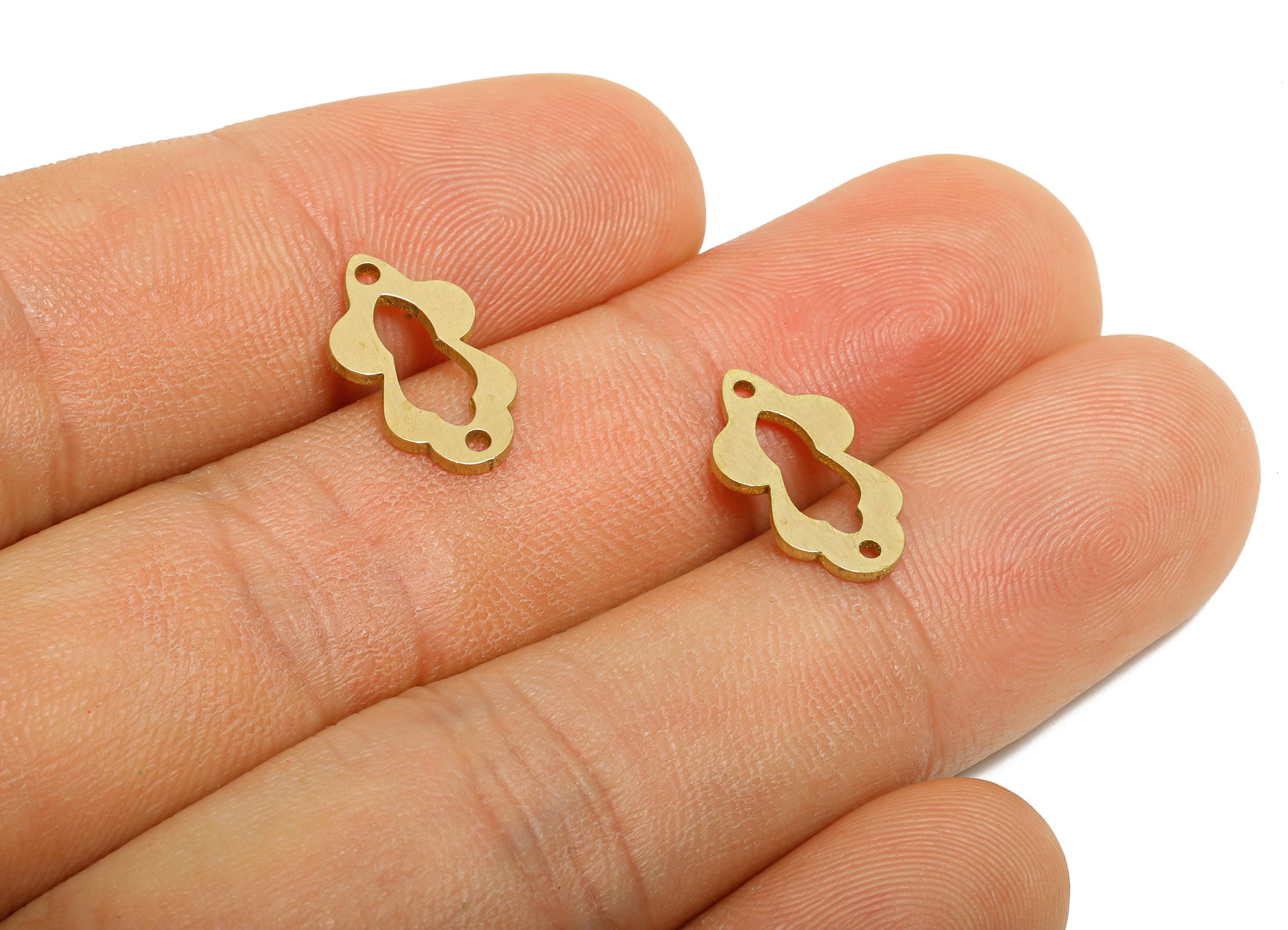 Small Brass Connector - Laser Cut Raw Brass Component - Geometric Lightweight Brass Charm - DIY Jewelry Supply - 15x8.5x1mm - PP11513 - DOMEDBAZAAR