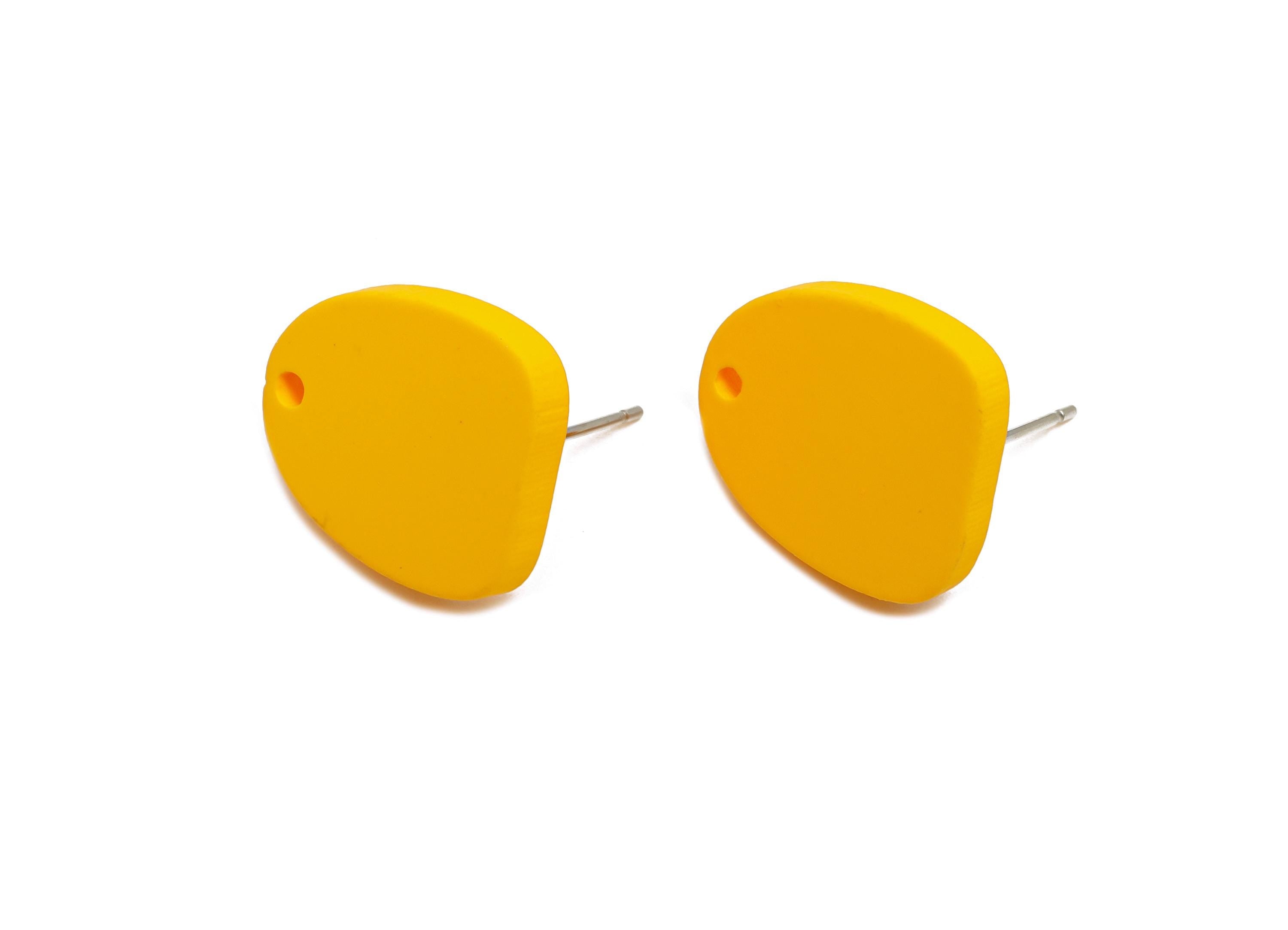 Acrylic Yellow Earrings Connector - Modern Matte Geometric Earring Base - Craft Making Earring - Color Code: A1057 - 16x14x2mm- AC3652-A1057 - DOMEDBAZAAR