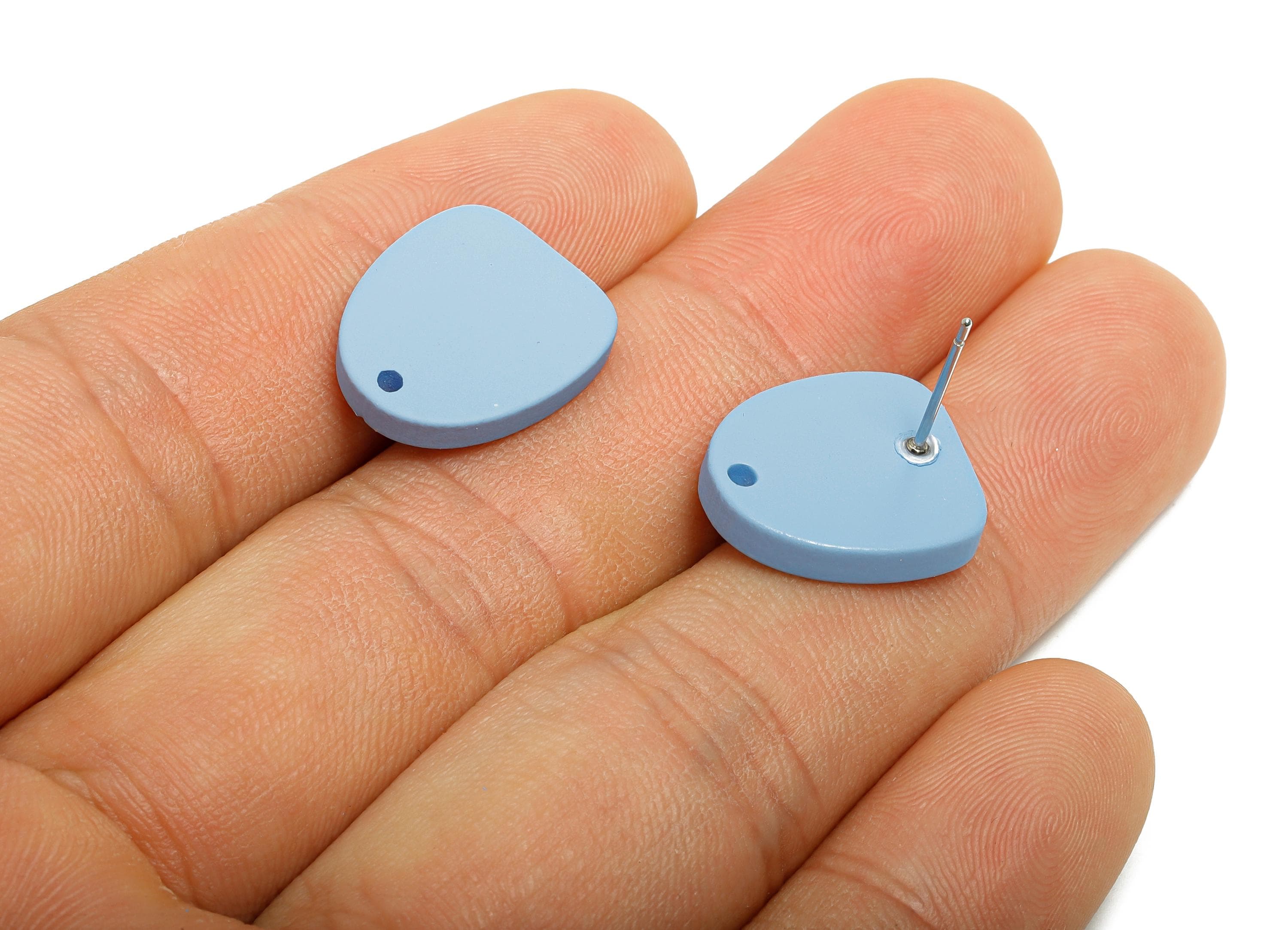 Acrylic Blue Earrings Connector - Modern Matte Geometric Earring Base - Craft Making Earring - Color Code: A1059 - 16x14x2mm- AC3652-A1059 - DOMEDBAZAAR