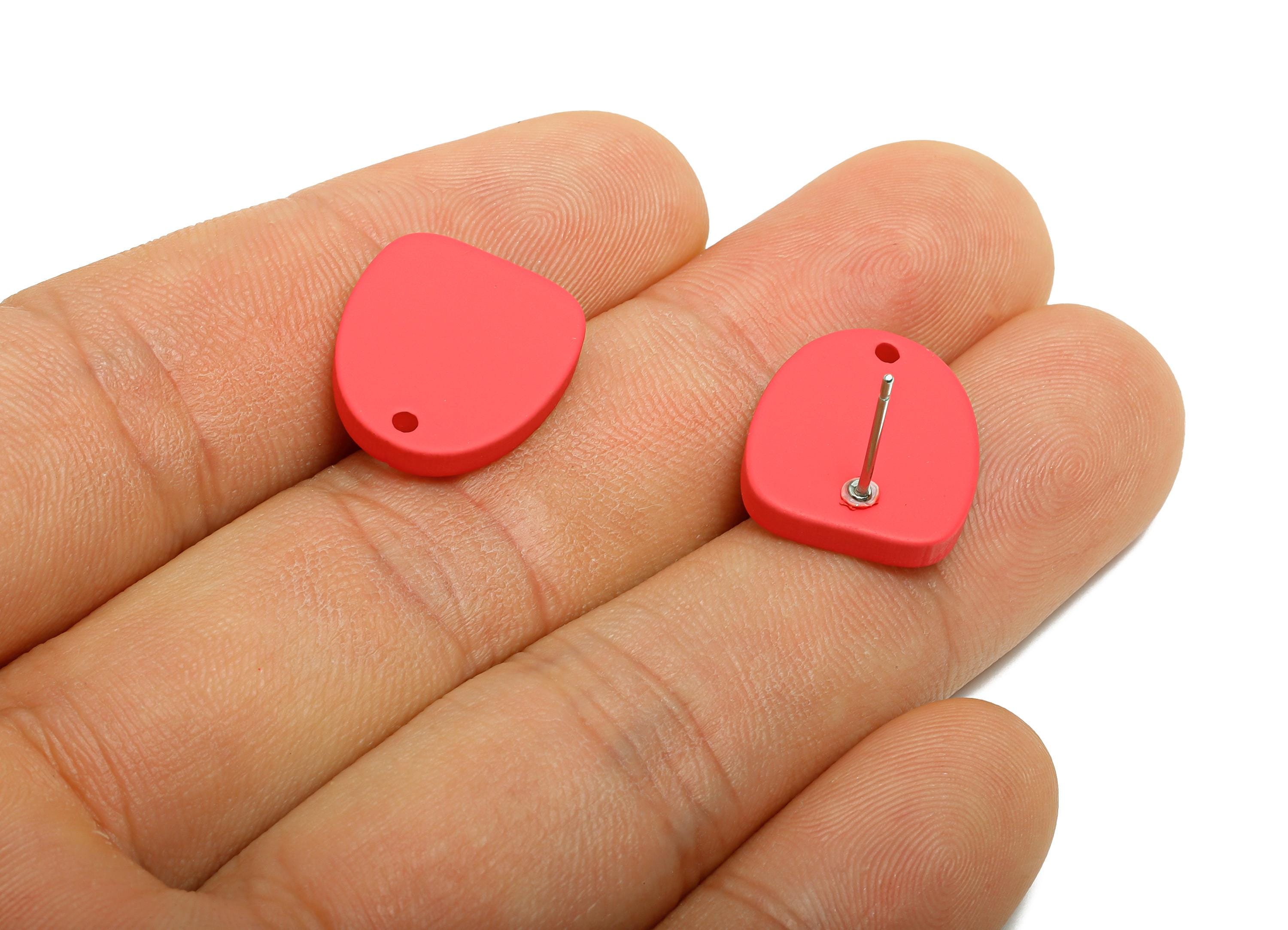 Acrylic Red Earrings Connector - Modern Matte Geometric Earring Base - Craft Making Earring - Color Code: A1055 - 16x14x2mm - AC3652-A1055 - DOMEDBAZAAR
