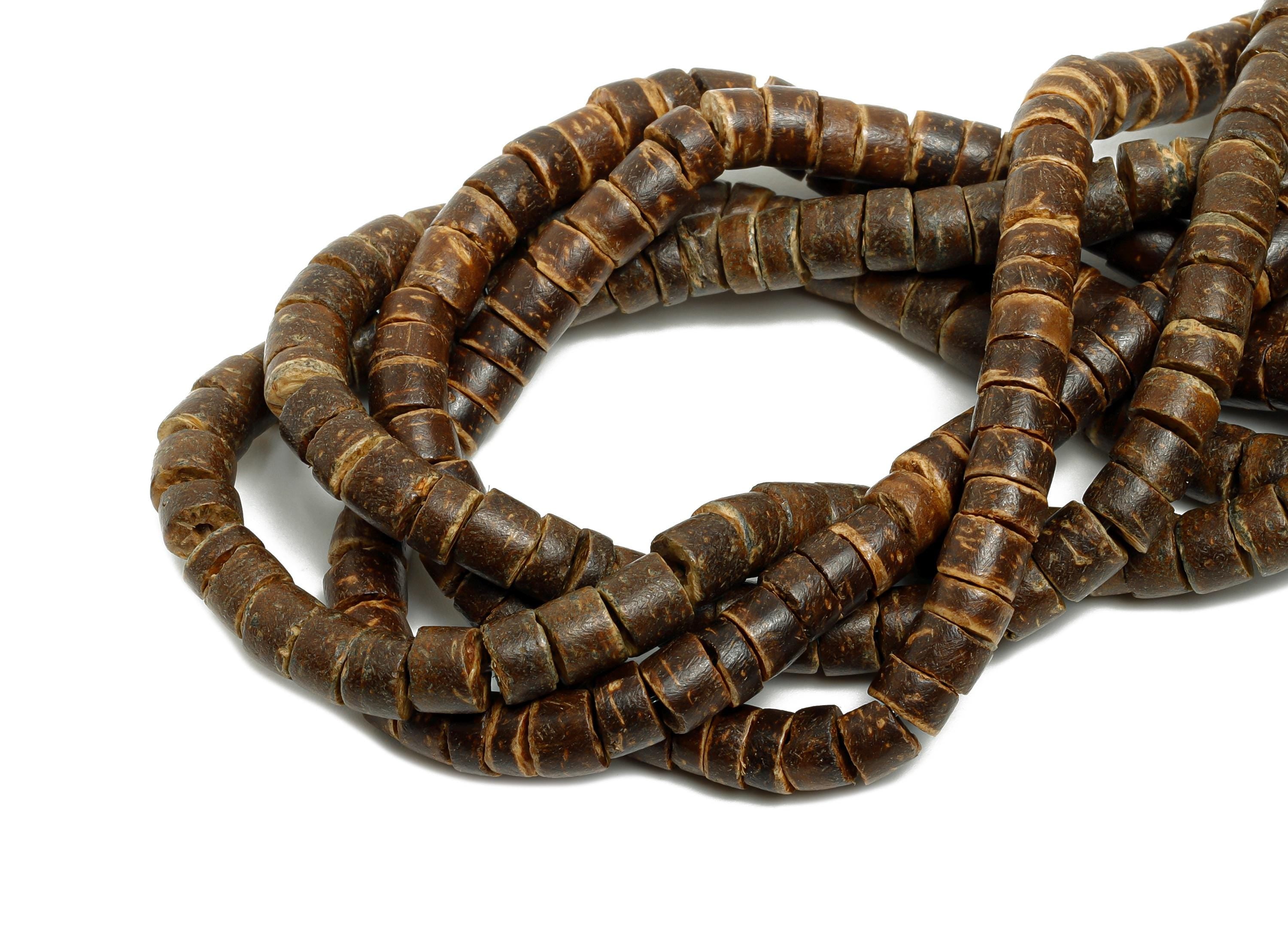 5mm Natural Coconut Shell Disc Bead - Handcrafted Coconut Shell Bead for Bracelet - Boho Jewelry Components - DIY Craft Making Bead - AC3658 - DOMEDBAZAAR