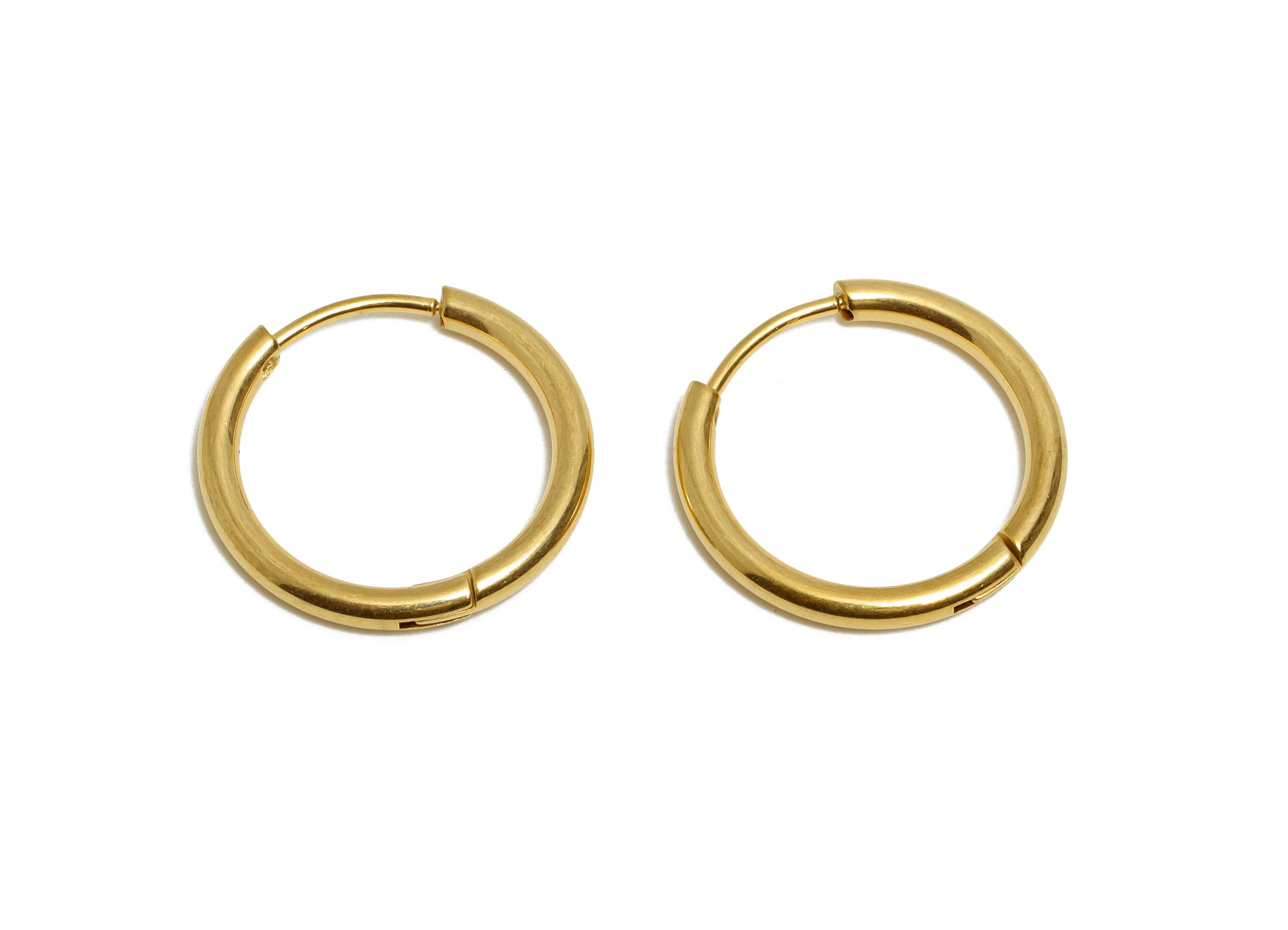 Stainless Steel Hoop Earring - Steel Round Hinge Hoop Earring - Lightweight Earring Base - Real Vacuum Plating - 18x17x1.83mm - SS2770 - DOMEDBAZAAR