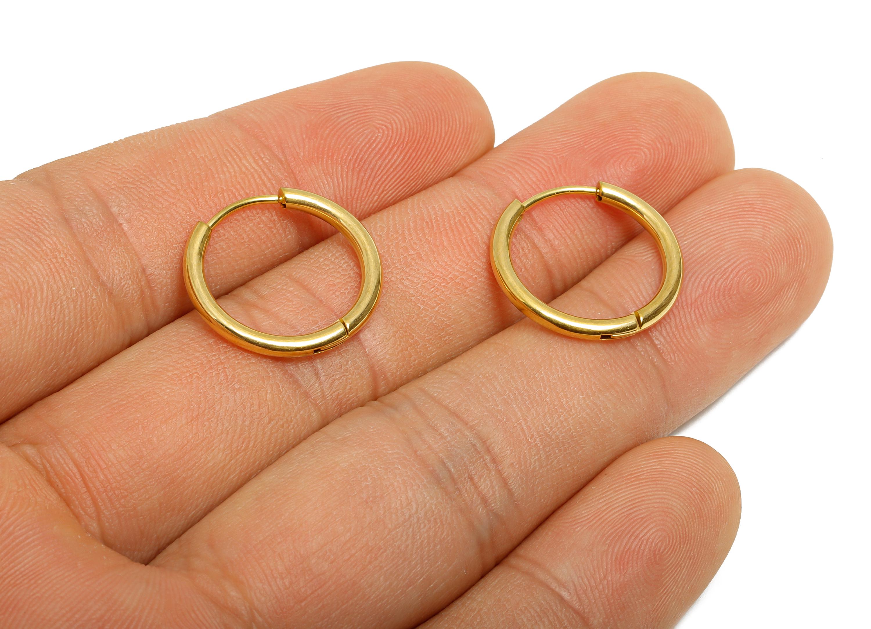 Stainless Steel Hoop Earring - Steel Round Hinge Hoop Earring - Lightweight Earring Base - Real Vacuum Plating - 18x17x1.83mm - SS2770 - DOMEDBAZAAR