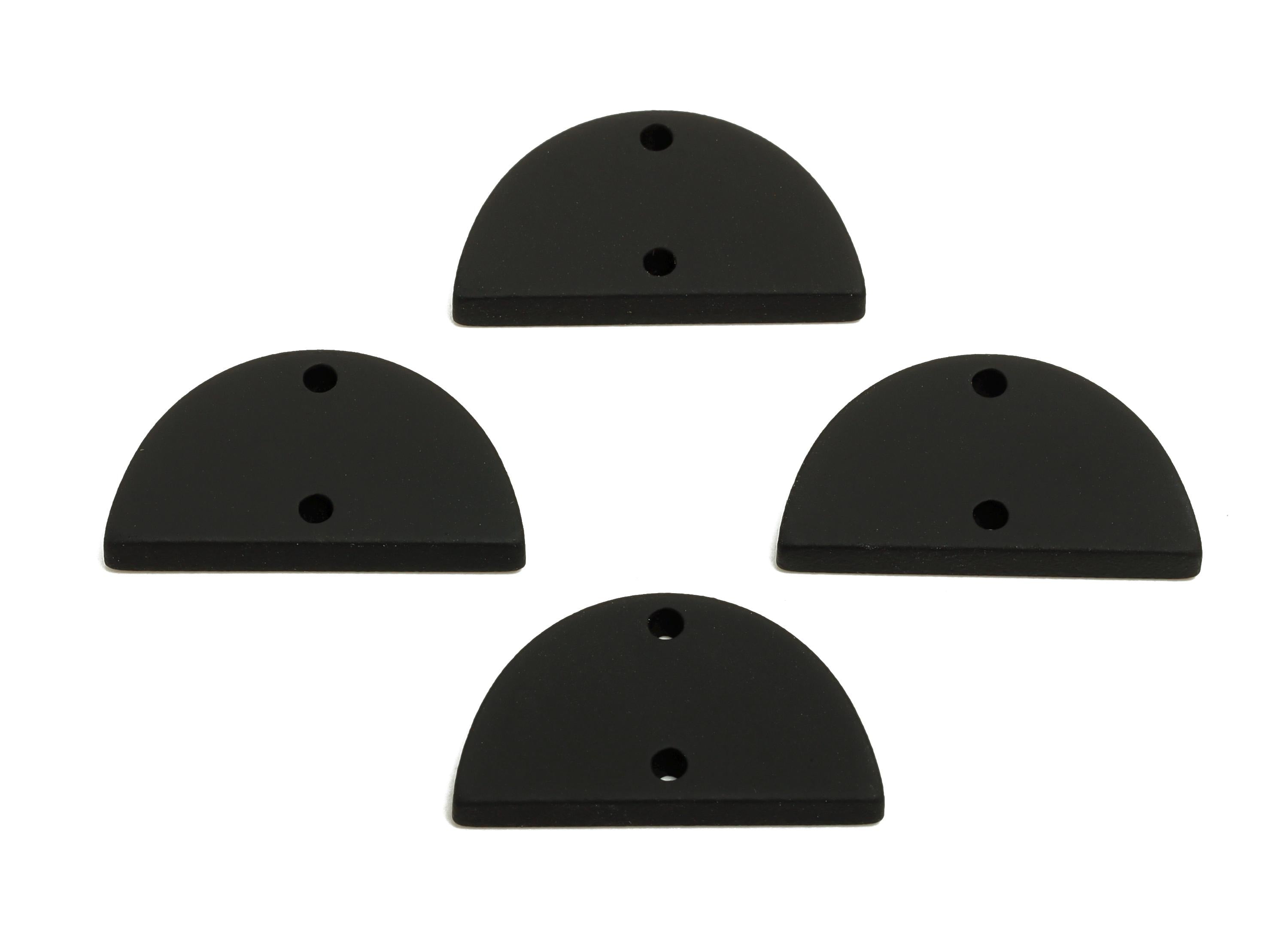 Acrylic Semicircle Earring Connector - Matte Black Half Moon Charm - 2 Holes Geometric Jewelry - Color Code: A1052 - 22x12x2mm- AC3647-A1052 - DOMEDBAZAAR