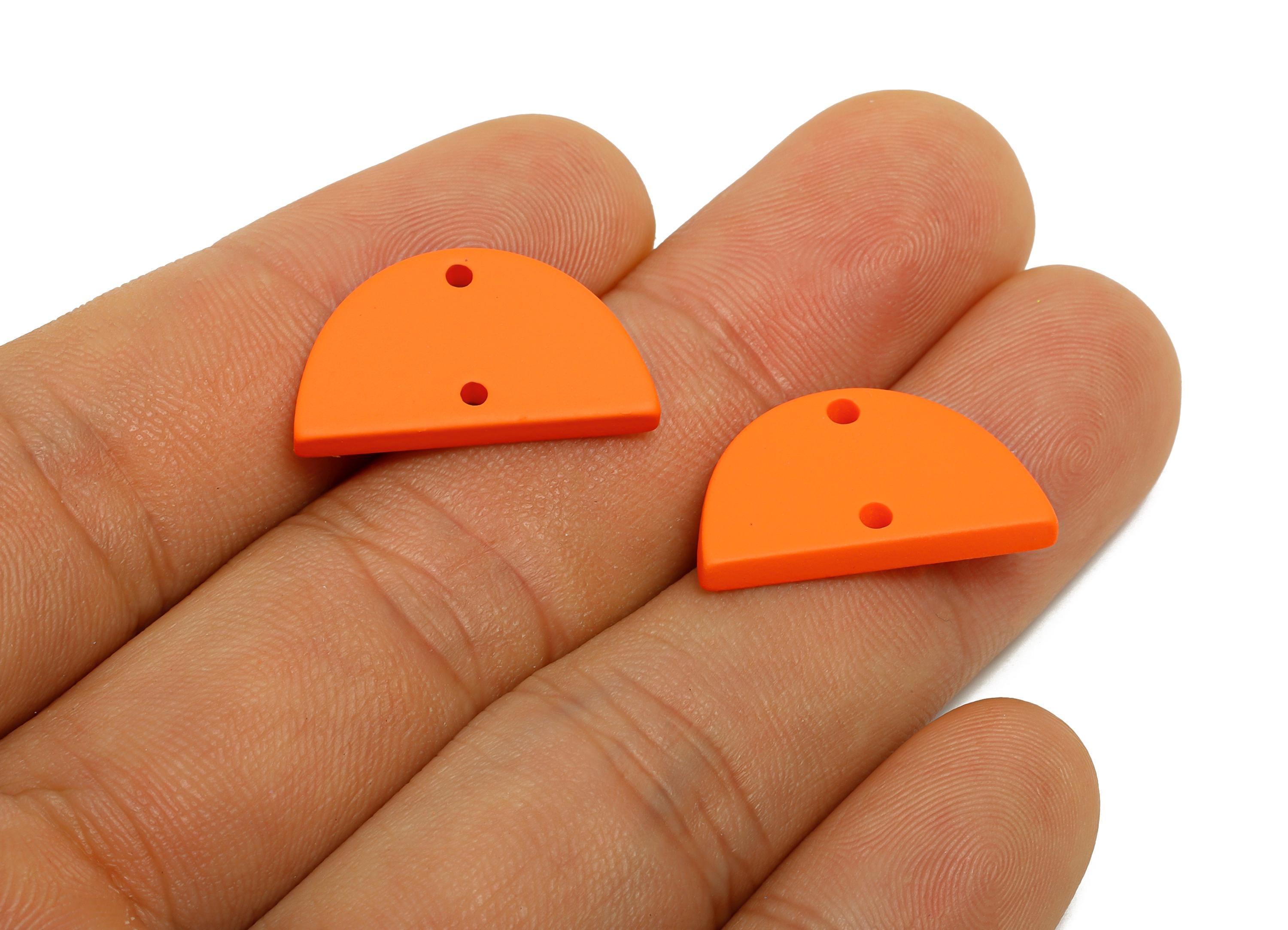 Acrylic Semicircle Earring Connector - Matte Orange Half Moon Charm - Craft Supply for Earring - Color Code: A1056 - 22x12x2mm- AC3647-A1056 - DOMEDBAZAAR
