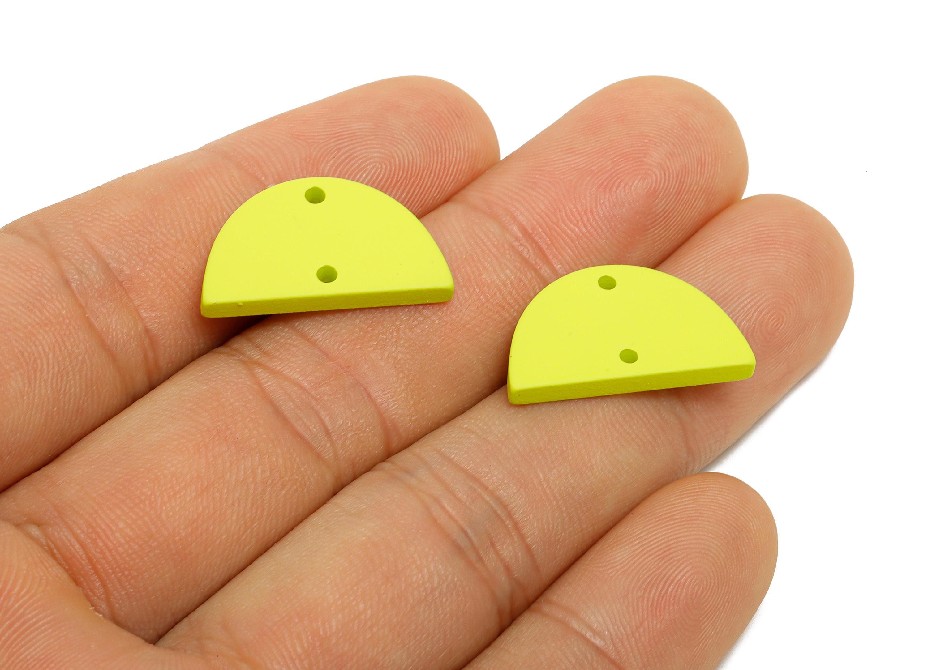 Acrylic Semicircle Earring Connector - Matte Green Half Moon Charm - Craft Supply for Earring - Color Code: A1058 - 22x12x2mm- AC3647-A1058 - DOMEDBAZAAR